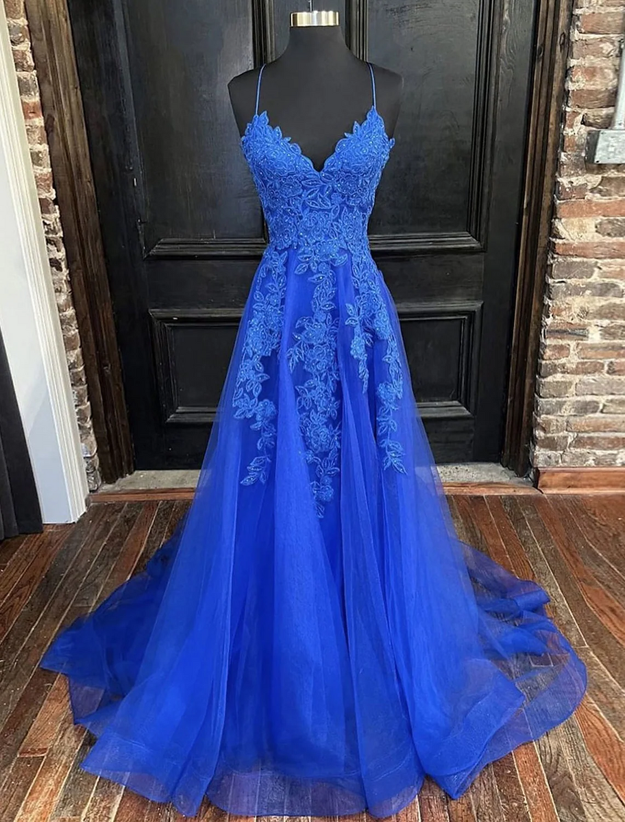 open back formal dresses A-Line Prom Dress Court Train Sleeveless V Ne – LUODILAN DRESS colorgrp-51052 100 Crochet Formal Dress Color:PALBLUDF fitted profile