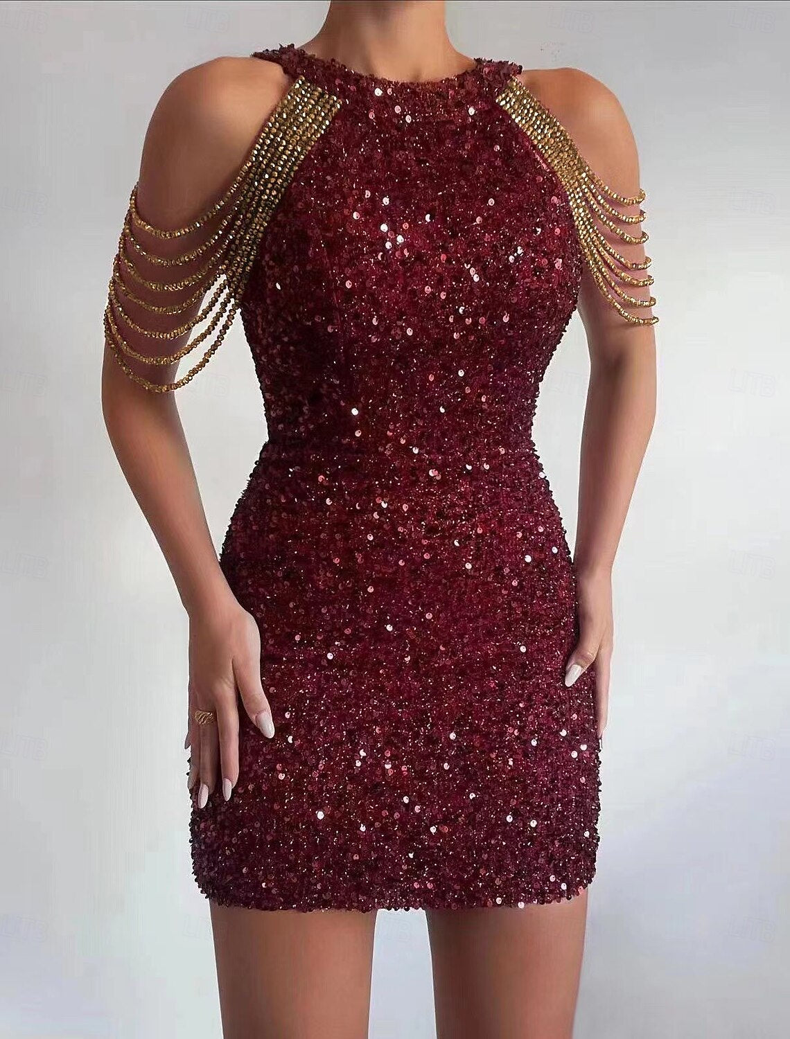 Sheath Sequin Cocktail Dresses Party Dress Holiday Homecoming Dress Short / Mini Sleeveless Jewel Neck dress to impress