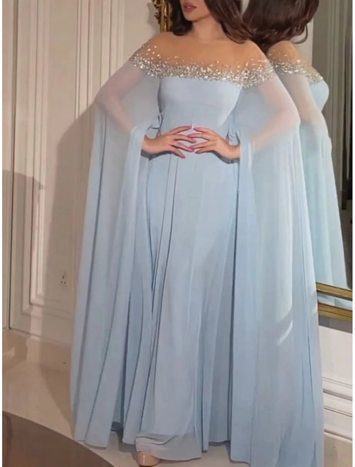 Women's Maxi Dress A Line Dress Off The Shoulder Dress Elegant Party Cocktail Party Wedding Guest Date Regular Fit Solid Color Long Sleeve Crew Neck Off Shoulder Pink Blue Summer