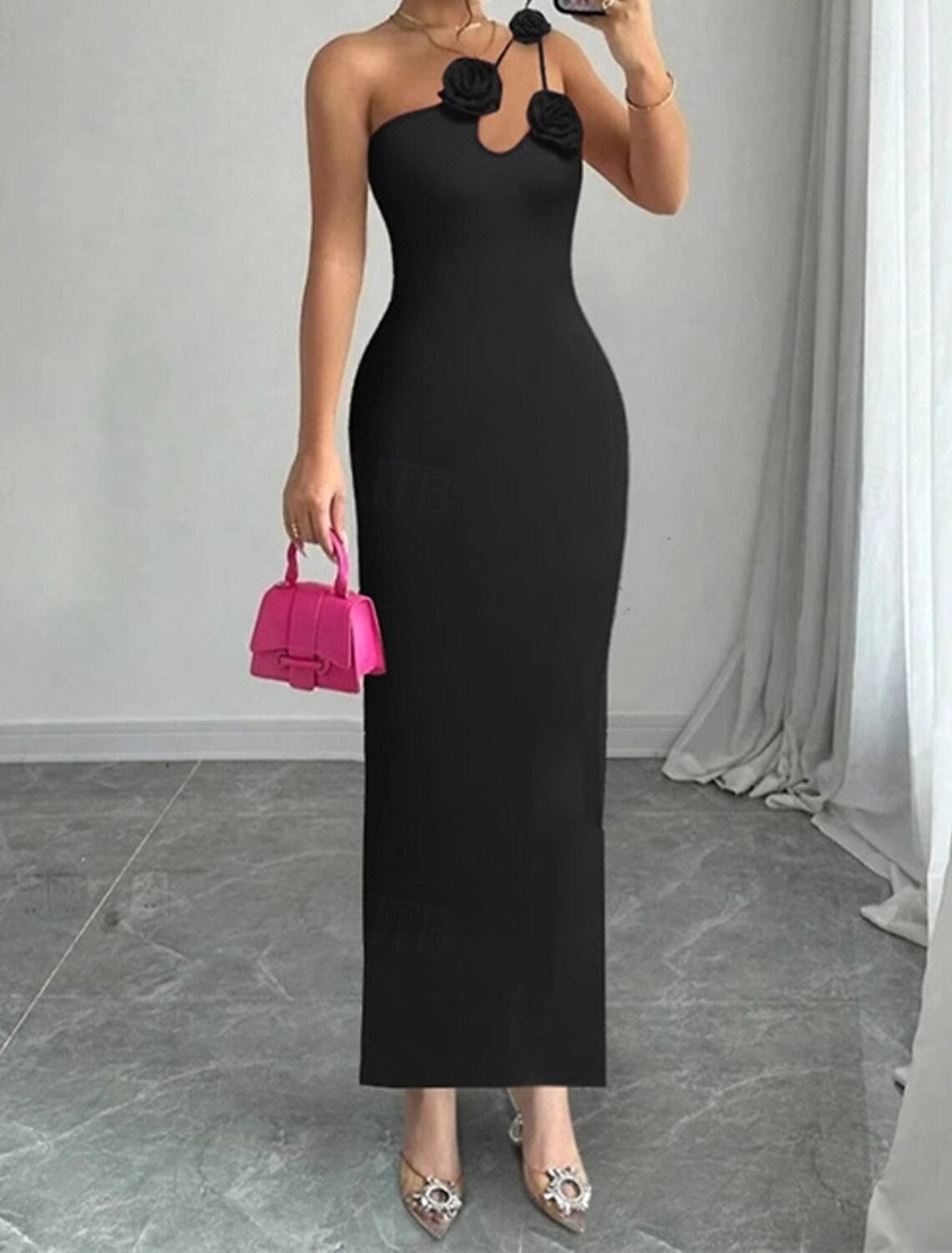 Women's Long Dress Maxi Dress Party Dress Casual Dress Fashion Outdoor Party Holiday Regular Fit Plain Sleeveless Cold Shoulder Black Summer