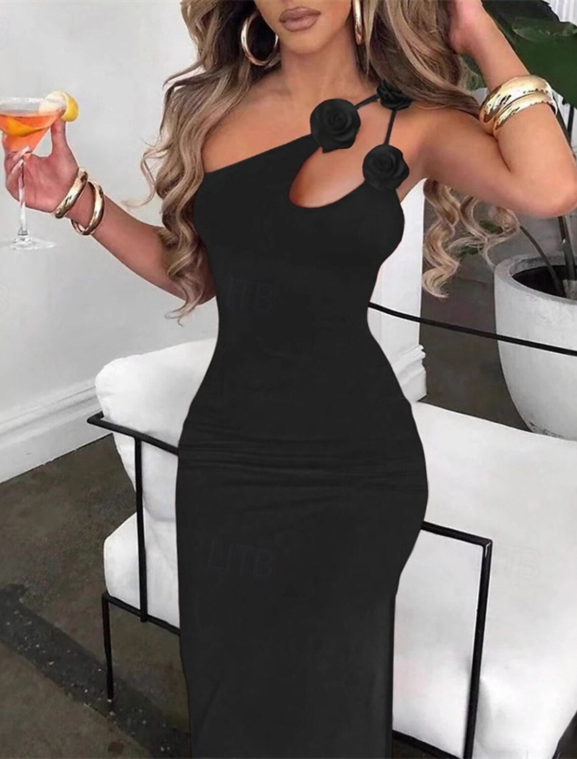 Women's Long Dress Maxi Dress Party Dress Casual Dress Fashion Outdoor Party Holiday Regular Fit Plain Sleeveless Cold Shoulder Black Summer