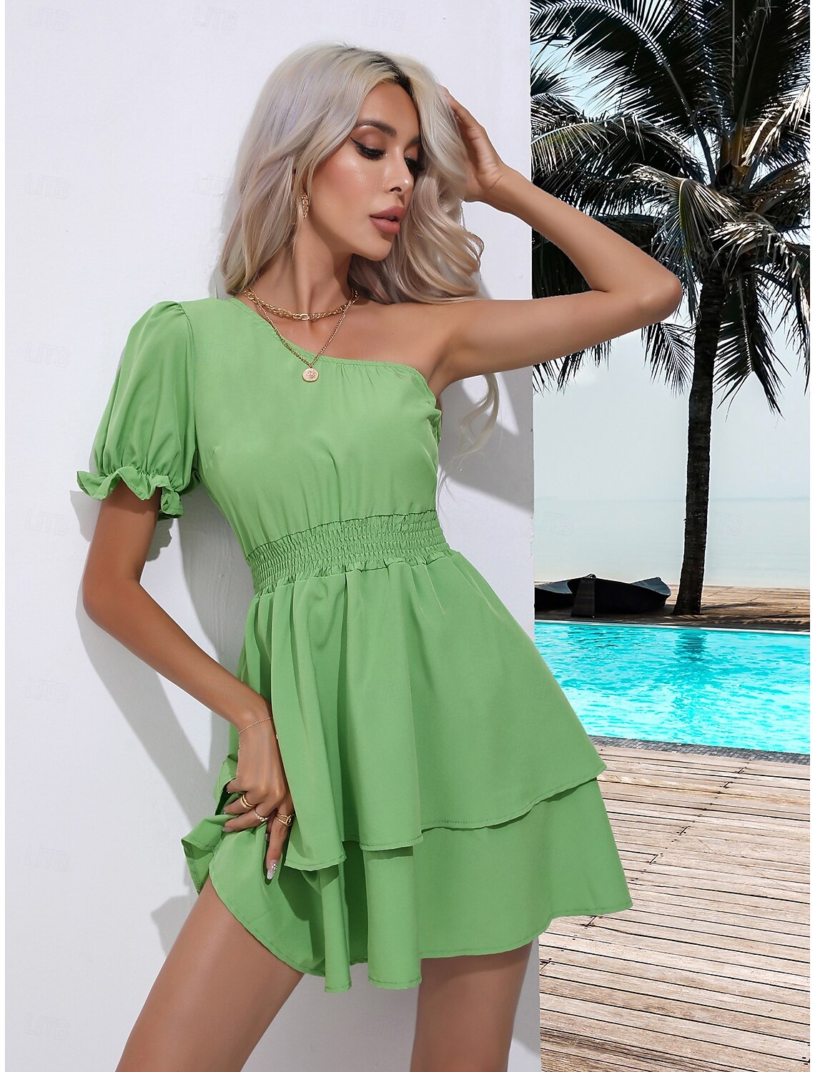 Valentine's Day Women's Normal Mini Dress Satin Dress Boho Chic Dresses Bohemia Stylish Classic Cold Shoulder Vacation Party Daily Form Fit Plain Short Sleeve Asymmetrical One Shoulder Black White