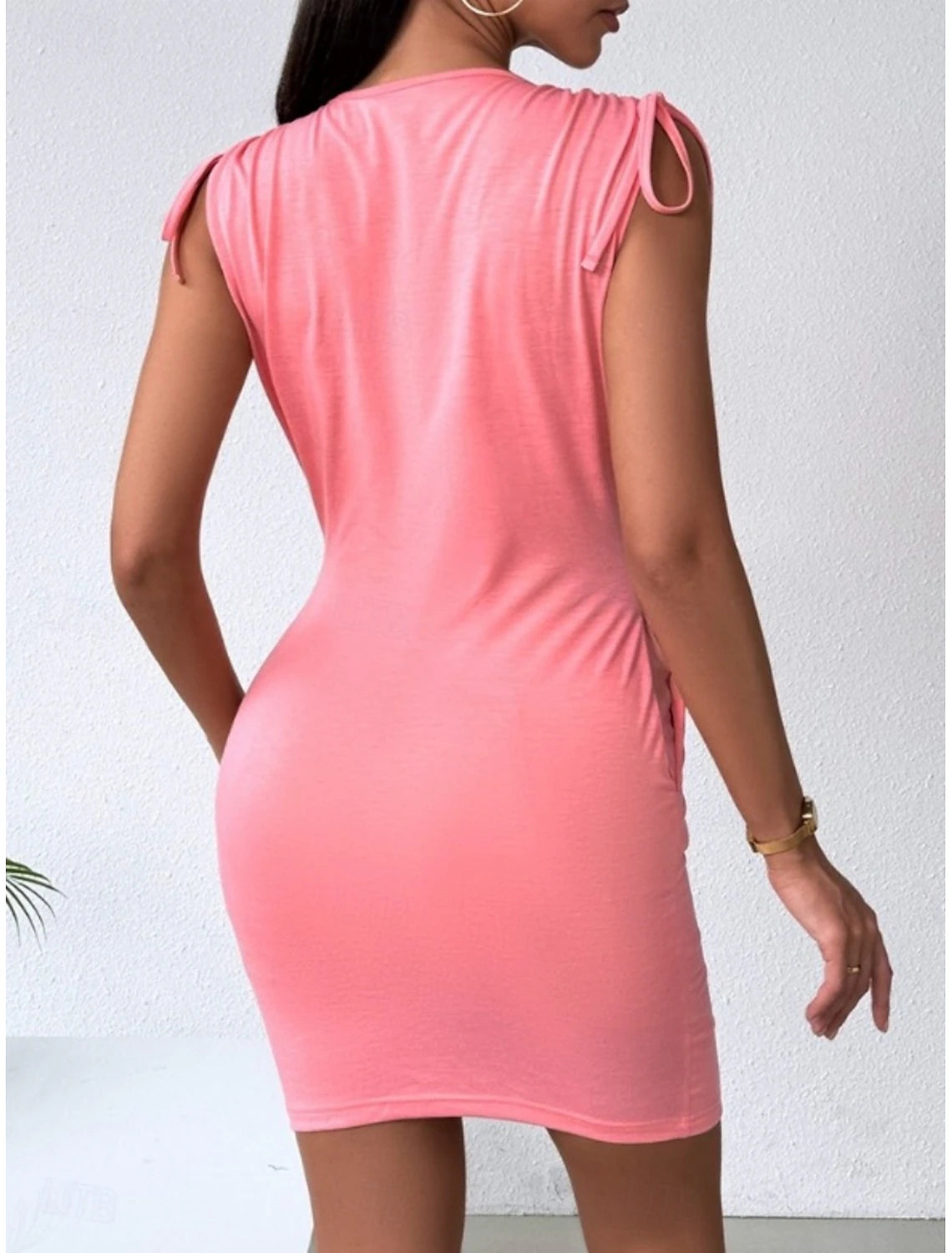 Women's Mini Dress Summer Dress Solid Color Bodycon Dress Off The Shoulder Dress Sexy Semi Formal Wedding Guest Holiday Cocktail Party Regular Fit Graphic Sleeveless V Neck Black Pink Summer