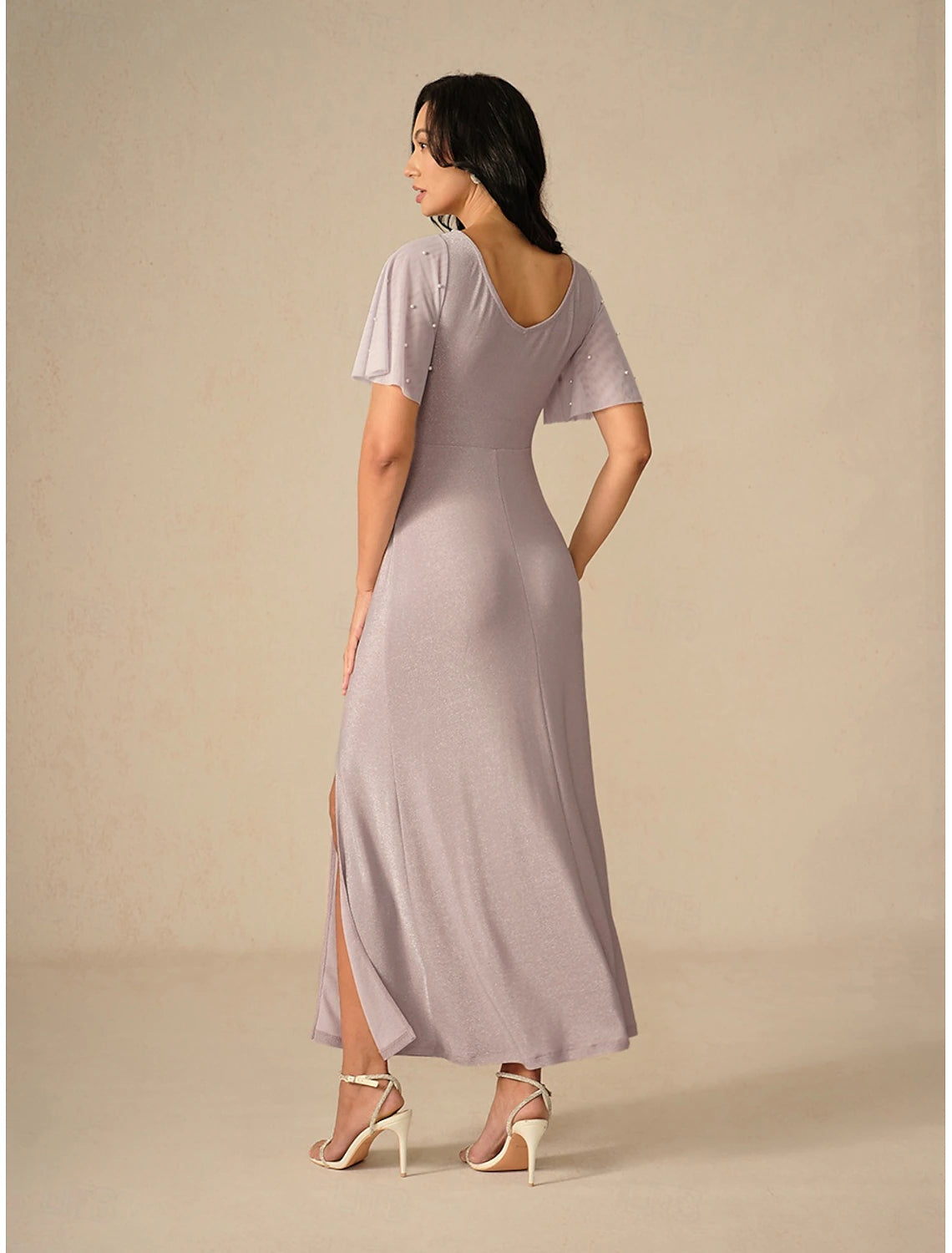 Women's Maxi Dress Sheath Dress Elegant Party Wedding Party Wedding Guest Solid Color Short Sleeve Crew Neck Pink Summer Spring Fall