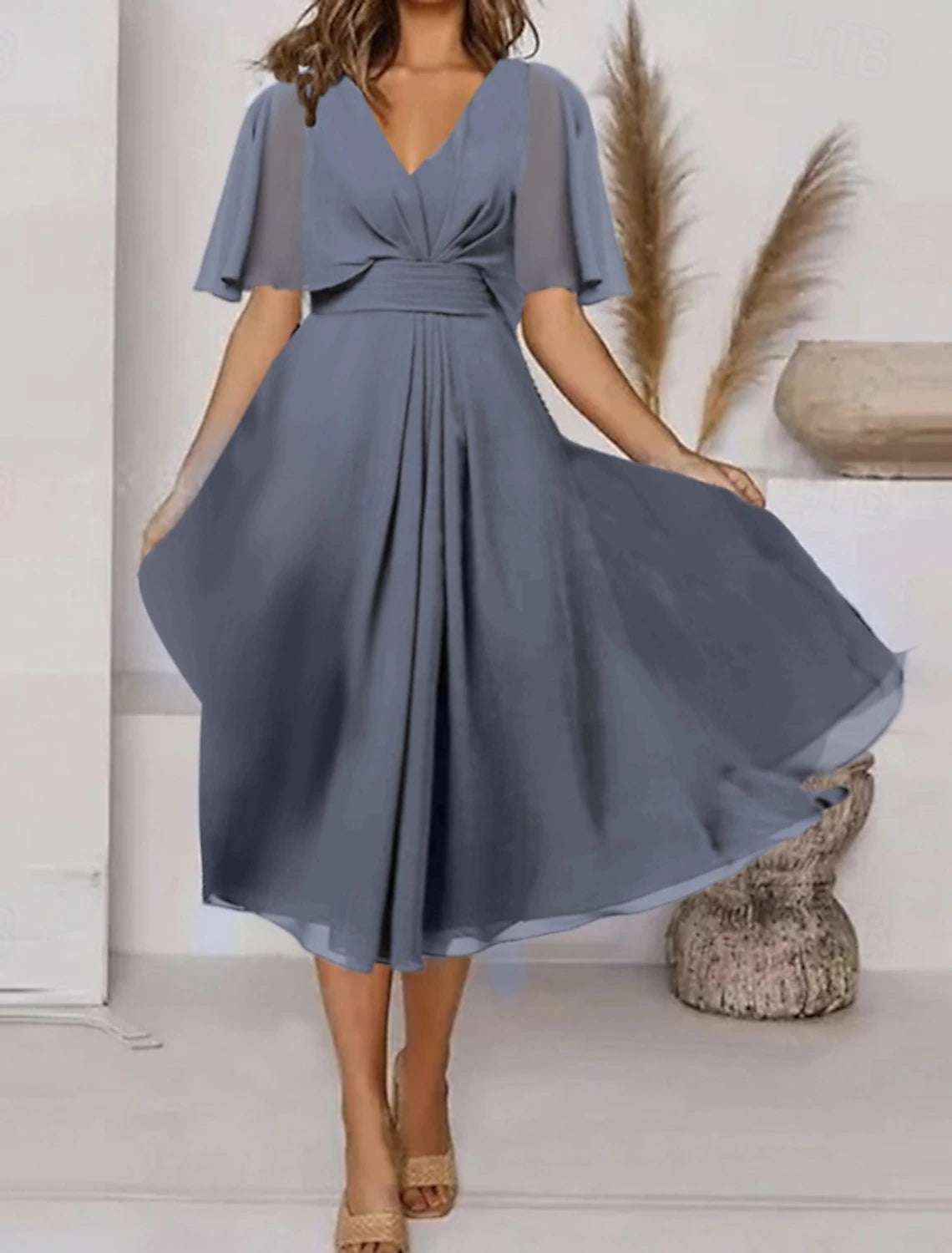 Women's Midi Dress Cocktail Dress Swing Dress Summer Dress Fashion Outdoor Holiday Date Regular Fit Plain Short Sleeve V Neck Pink Blue Purple Summer