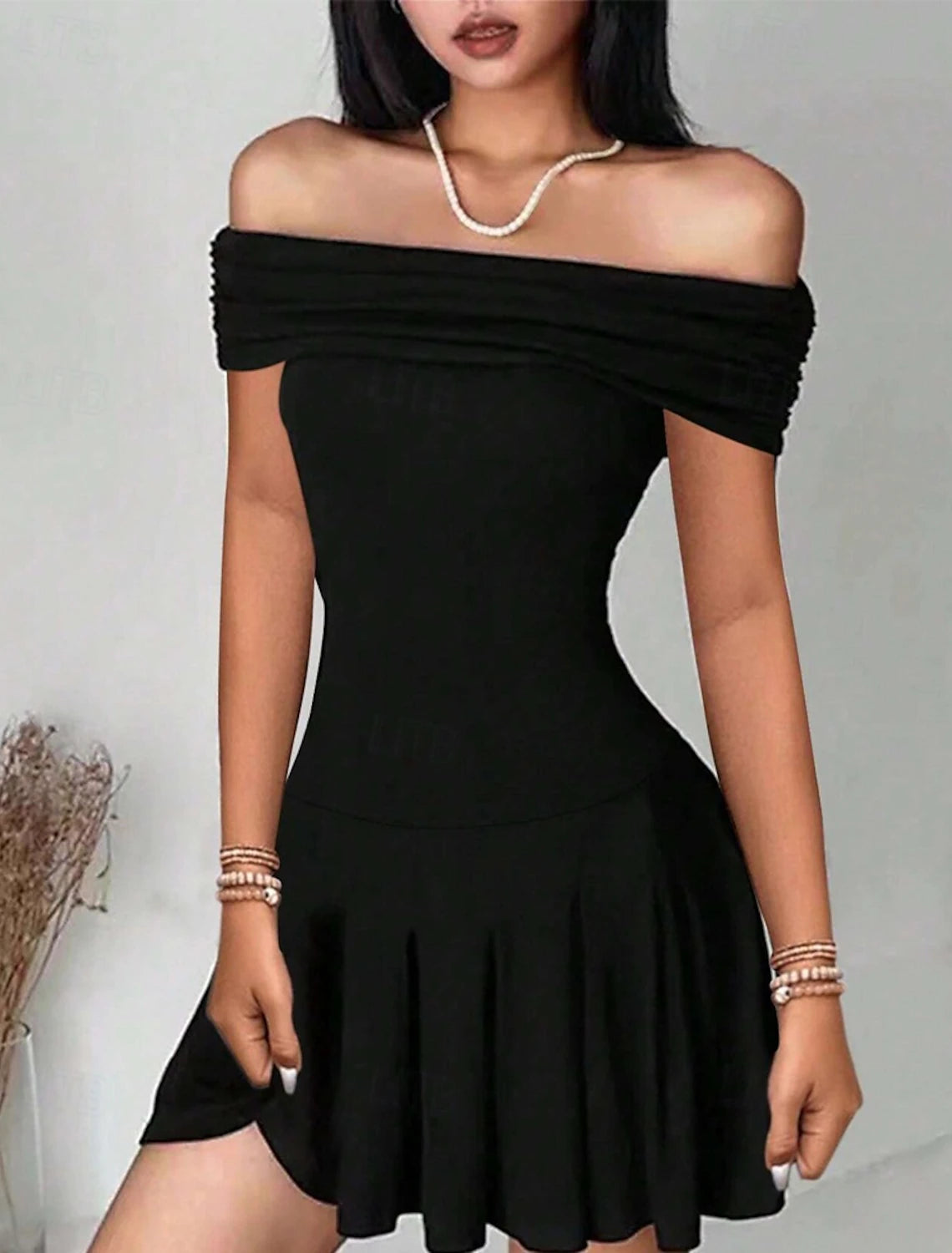 Women's Mini Dress Prom Dress Casual Dress Summer Dress Fashion Outdoor Party Holiday Regular Fit Plain Sleeveless Off Shoulder Black Summer Spring
