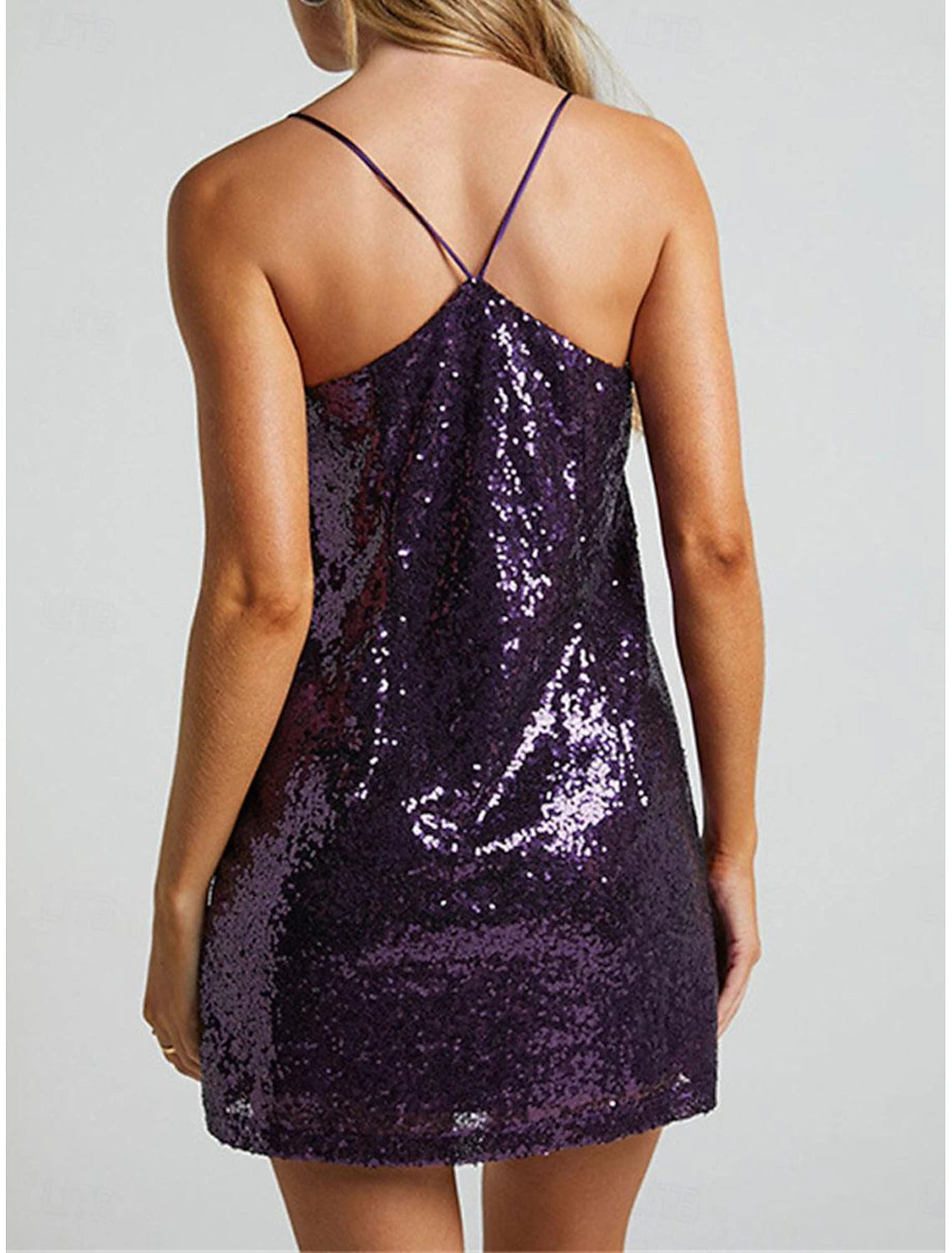 Women's Sequin Dress Party Dress Cocktail Dress Sequins Backless Spaghetti Strap Sleeveless Mini Dress Birthday Cocktail Party Silver Yellow Summer Spring