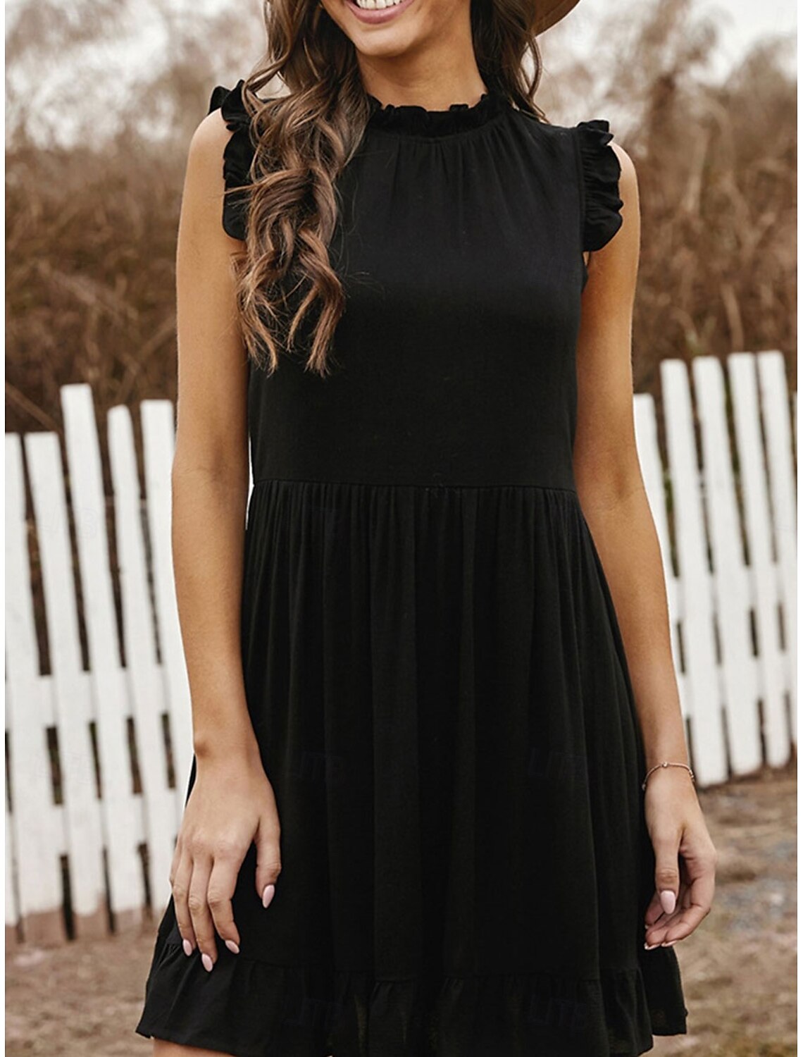 Women's Mini Dress A Line Dress Ruffle Dress Party Birthday Party Birthday Date Regular Fit Graphic Sleeveless High Neck Black Light Green Pink Summer Spring