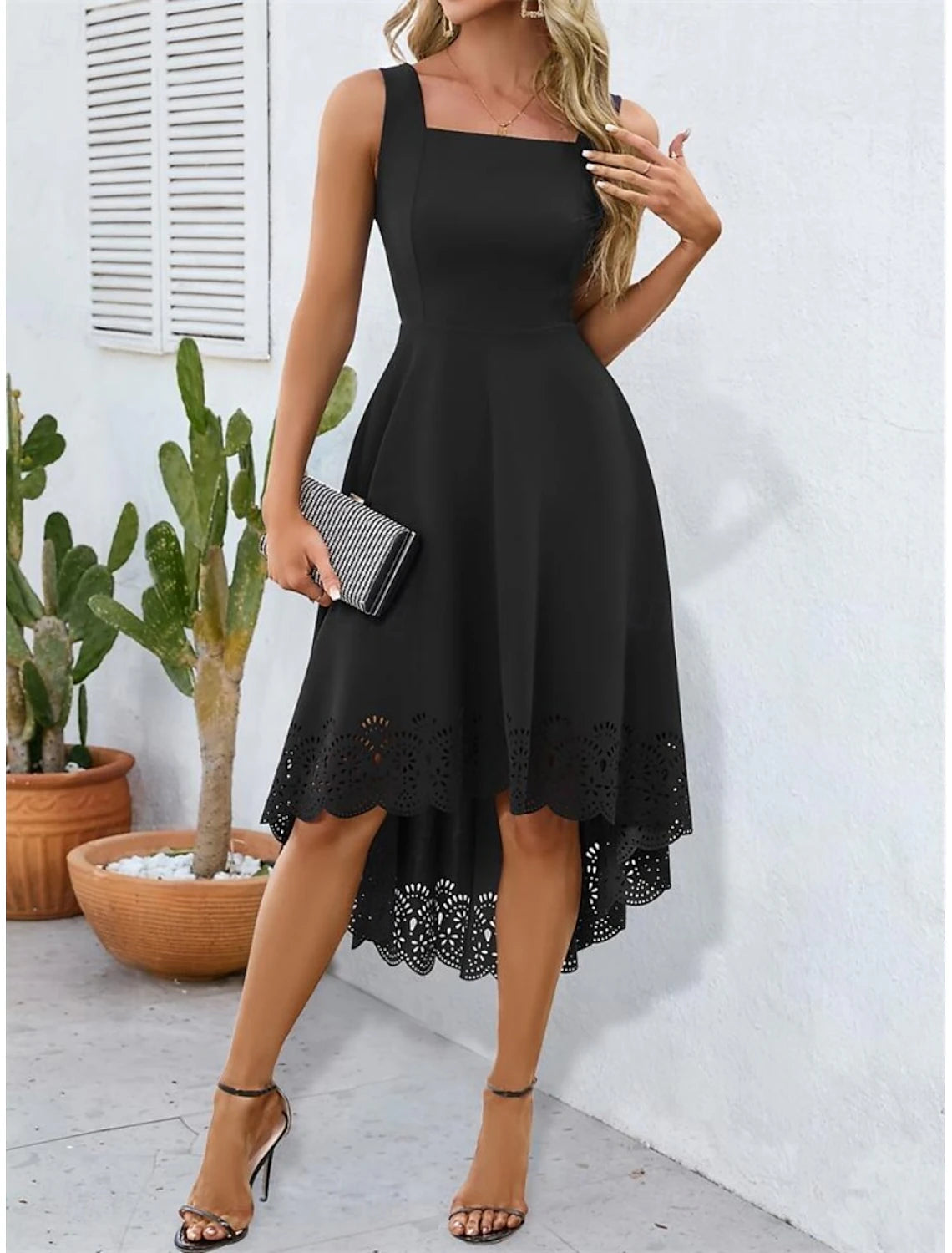 Women's Mini Dress Graduation Dress Party Dress Summer Dress Slip Dress Elegant Fashion Party Wedding Guest Cocktail Party Regular Fit Plain Sleeveless Spaghetti Strap Black Wine Summer
