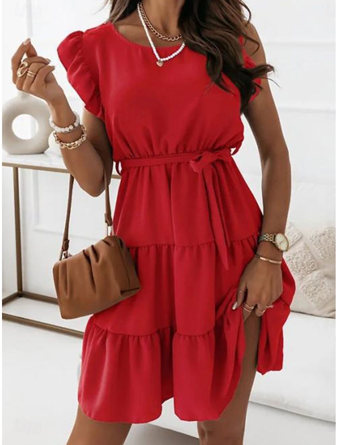 Women's Mini Dress A Line Dress Party Birthday Party Birthday Regular Fit Graphic Short Sleeve Crew Neck Pink Red Sky Blue Purple Summer Spring