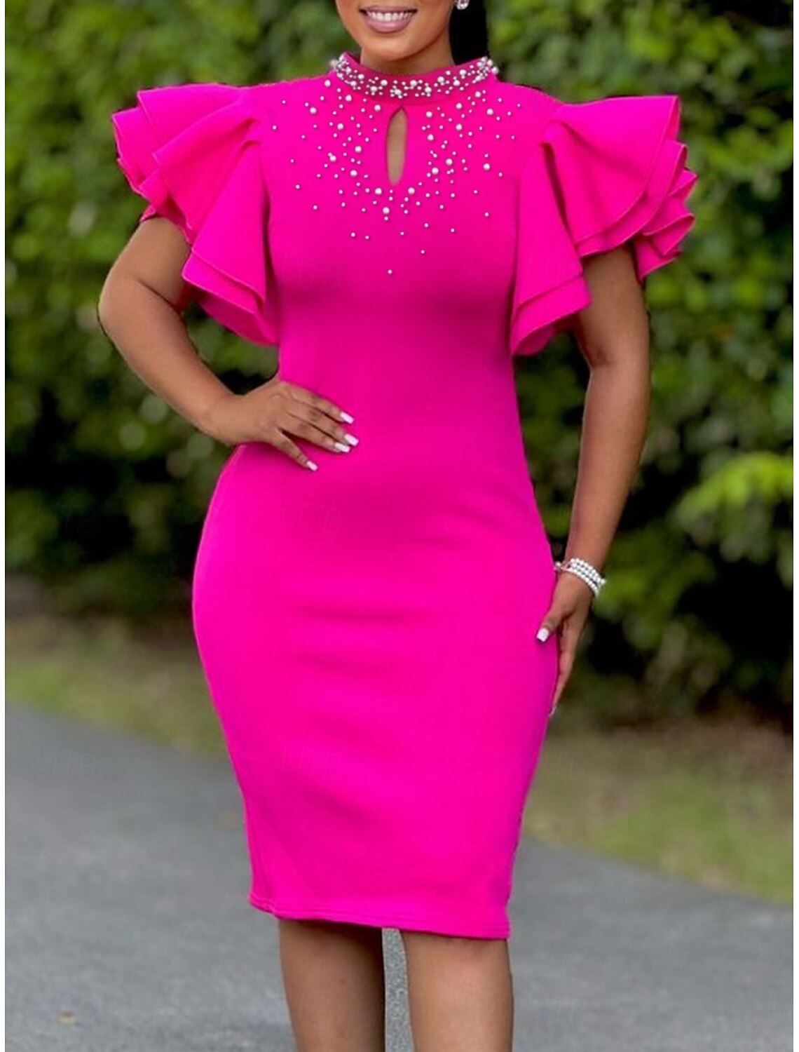 Women's Midi Dress Prom Dress Party Dress Satin Dress Wedding Guest Dress Elegant Formal Party Wedding Guest Engagement Regular Fit Plain Short Sleeve Turtleneck Black White Pink Red Summer Spring