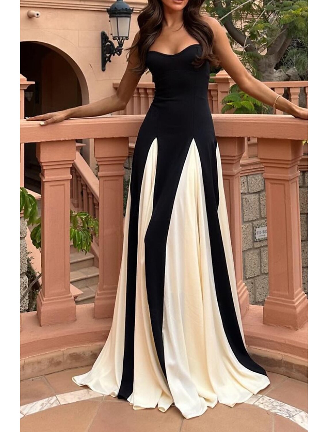 Women's Long Dress Maxi Dress Cocktail Dress Slip Dress Elegant Fashion Tea Party Going out Weekend Regular Fit Color Block Sleeveless Spaghetti Strap Black Summer