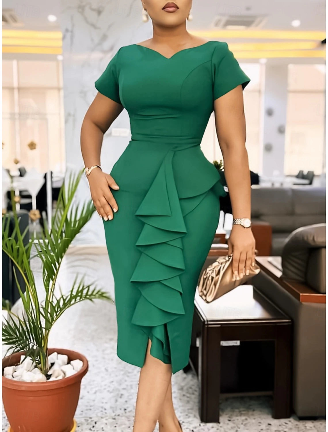 Kentucky Derby Women's Midi Dress Summer Dress Bodycon Dress Semi Formal Wedding Guest Engagement Cocktail Party Regular Fit Graphic Short Sleeve Crew Neck Pink Blue Green Summer