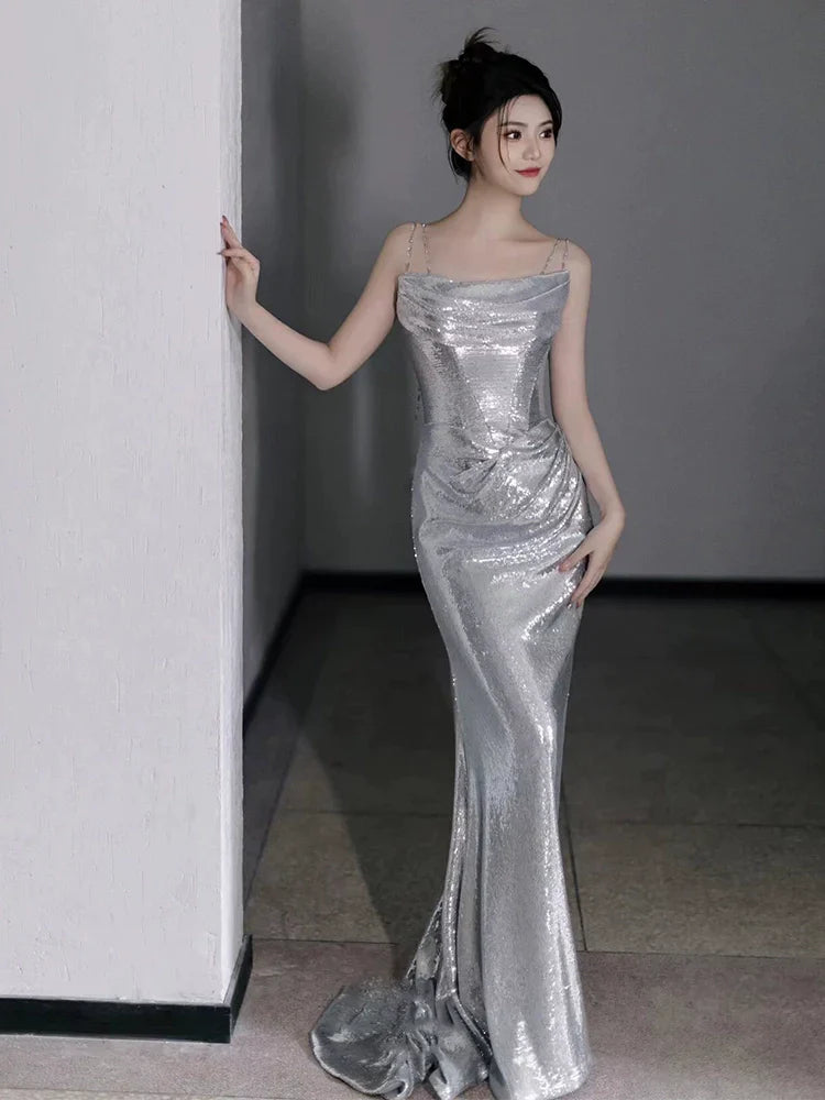 Sequin Mermaid Long Prom Dress Sexy Evening Dresses