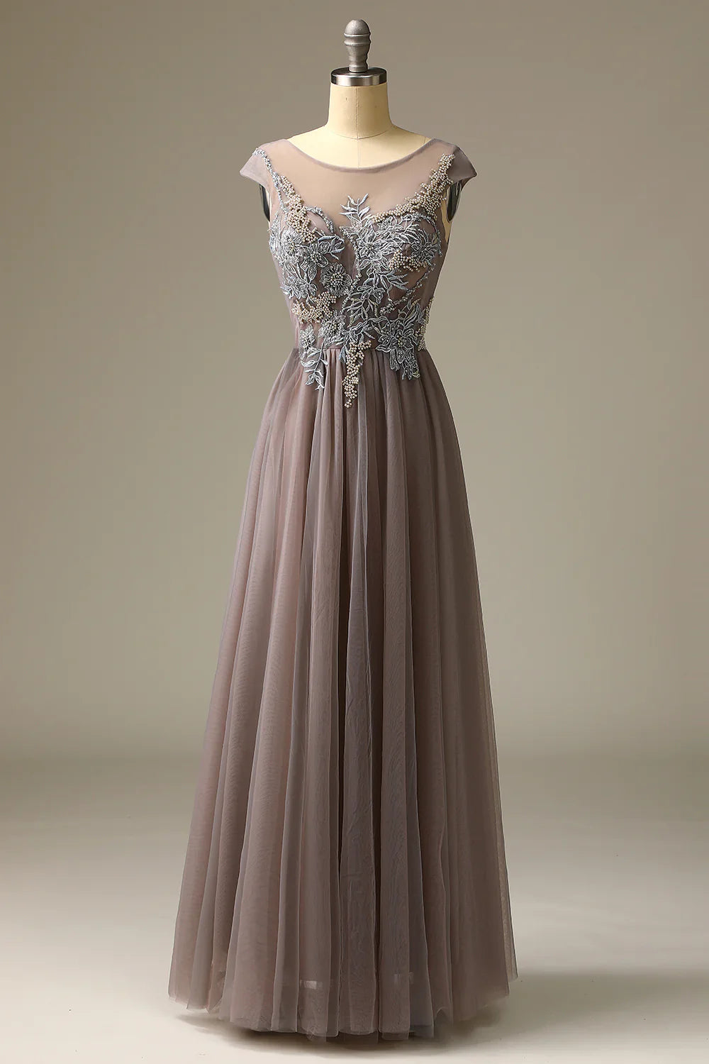 DingJiDress Appliques Grey Prom Dress