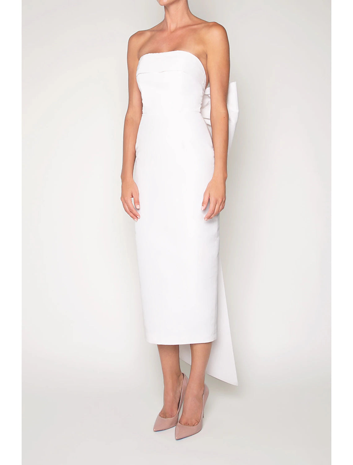 Sheath Cocktail Dresses Party Dress Wedding Guest Engagement Tea Length Sleeveless Strapless Fall Wedding Reception Satin with Bow(s) Derby Dresses