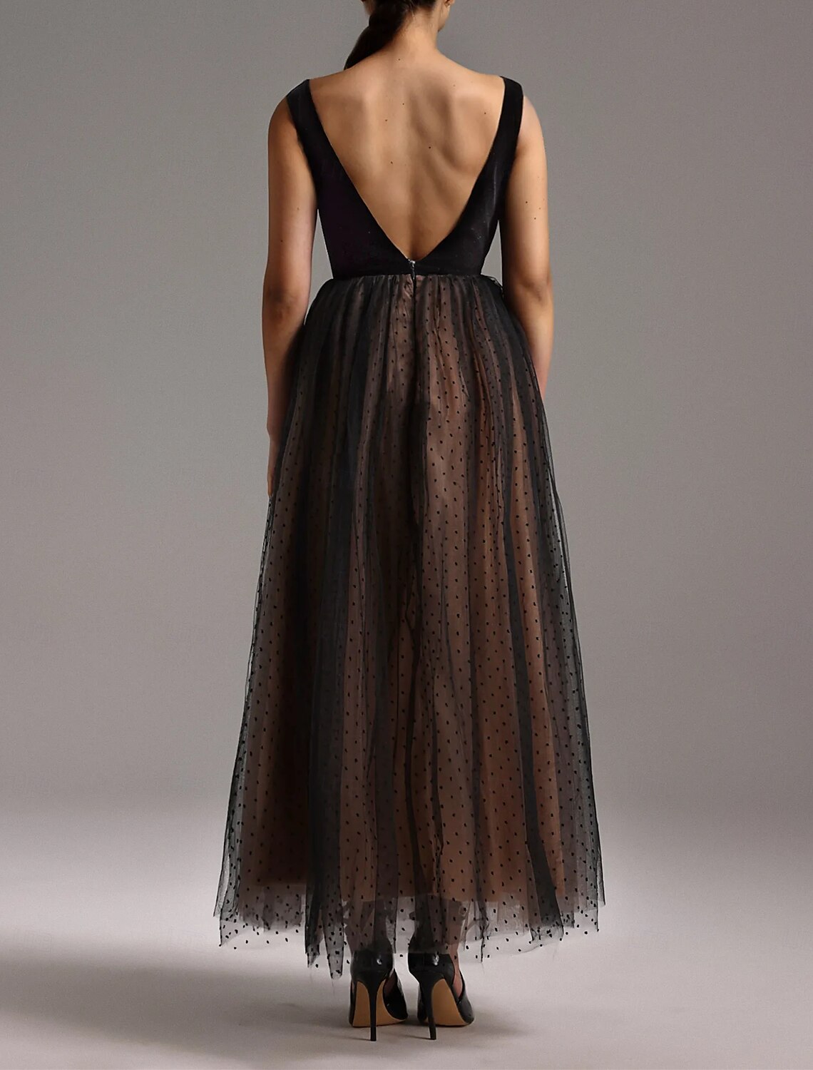 Mermaid / Trumpet Prom Dresses Black Dress Dress Evening Party Prom Ankle Length Sleeveless V Neck Lace Backless with Overskirt Embroidery