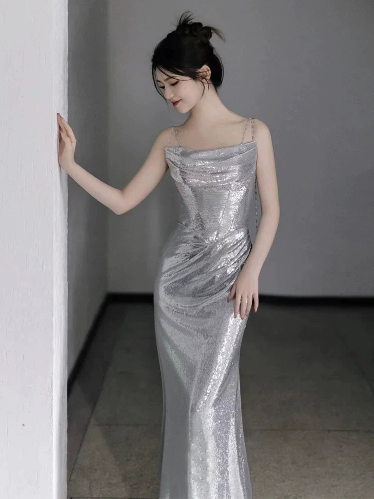 Sequin Mermaid Long Prom Dress Sexy Evening Dresses