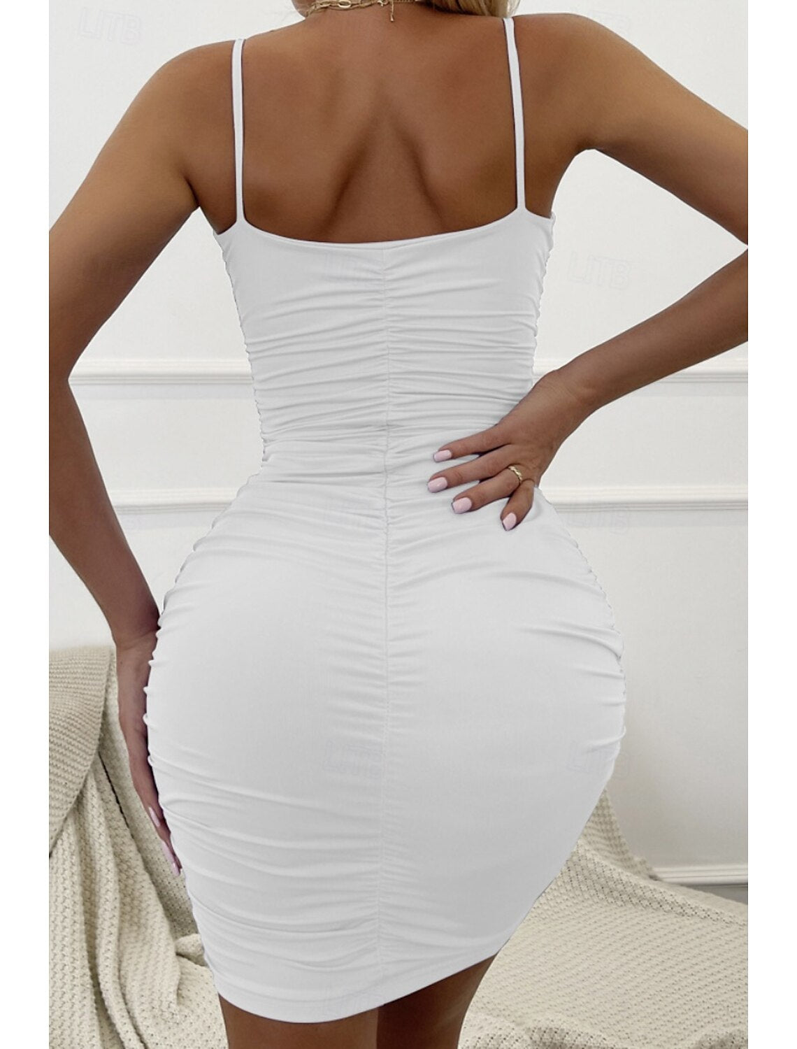 Women's Mini Dress White Dress Graduation Dress Bodycon Slip Dress Fashion Party Birthday Date Regular Fit Plain Sleeveless Spaghetti Strap Black White Wine Red Summer