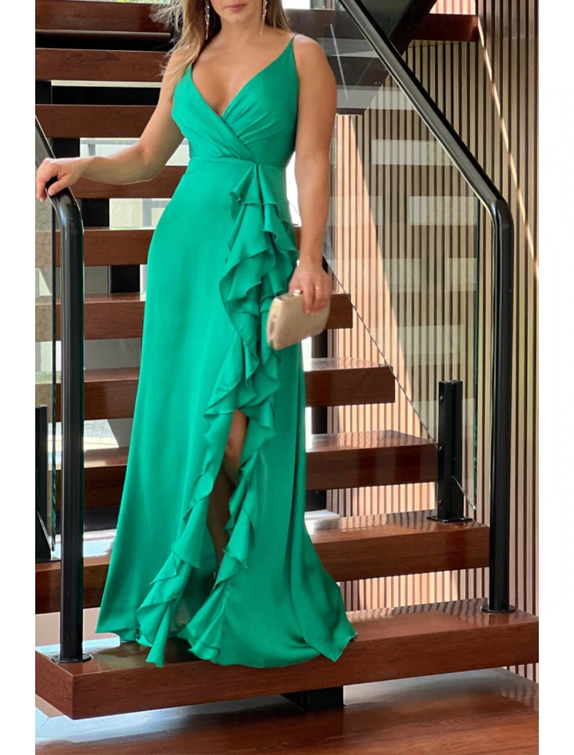 Women's Long Dress Maxi Dress Prom Dress Party Dress Cocktail Dress Slip Dress Fashion Party Special Occasion Date Regular Fit Plain Sleeveless Spaghetti Strap Green Dark Blue Rose Red Summer