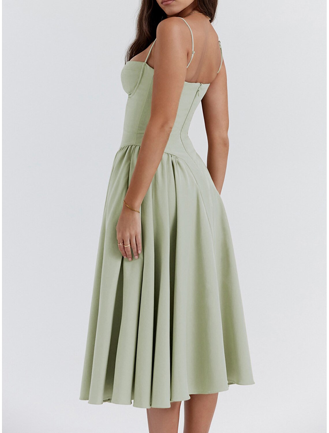 Women's Party Dress Cocktail Dress Wedding Guest Dress Ruched Pocket Spaghetti Strap Sleeveless Midi Dress Wedding Guest Cocktail Party Elegant Black Yellow Summer Spring