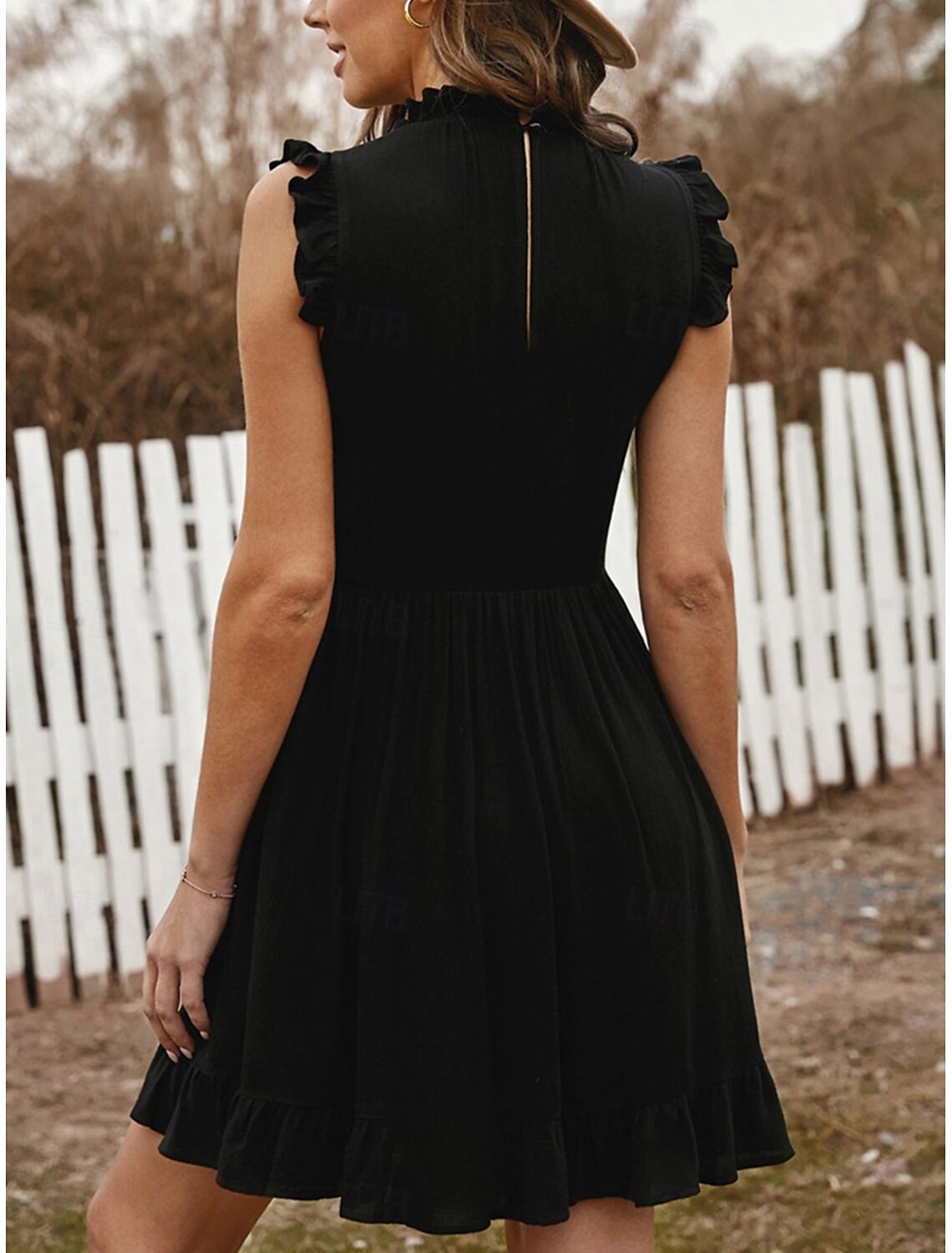 Women's Mini Dress A Line Dress Ruffle Dress Party Birthday Party Birthday Date Regular Fit Graphic Sleeveless High Neck Black Light Green Pink Summer Spring