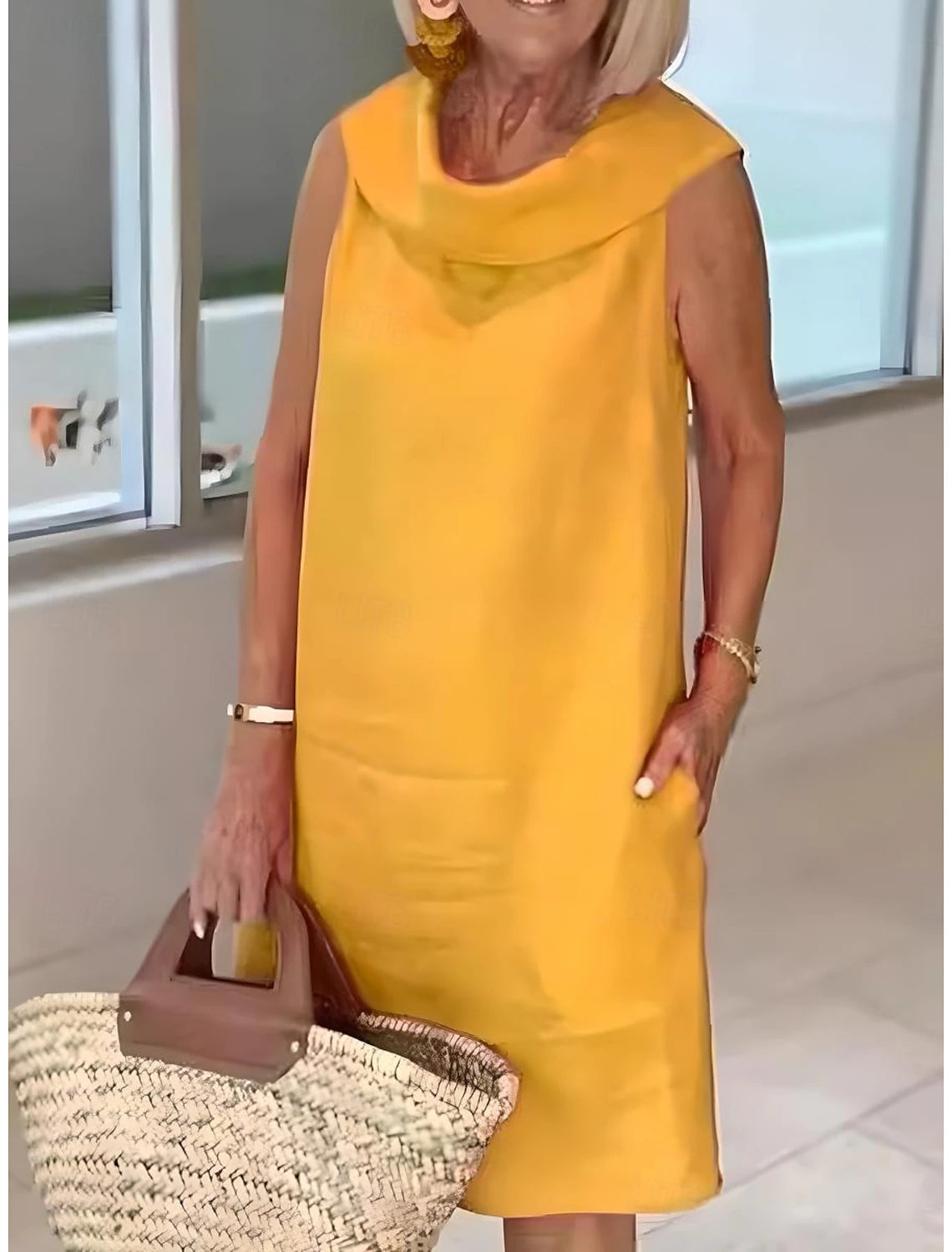 Women's Long Dress Maxi Dress Cotton Linen Dresses Casual Dress Elegant Stylish Basic Vacation Party Work Regular Fit Plain Sleeveless Shirt Collar Black Yellow Pink Blue Summer Spring