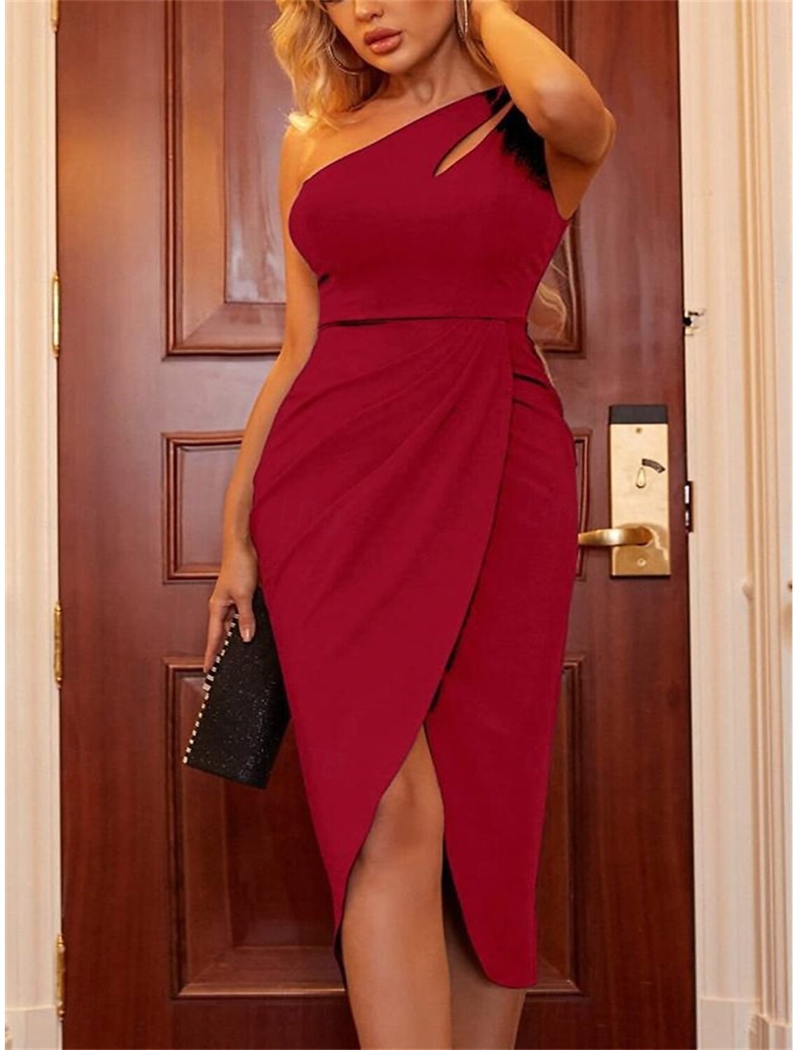 Women's Midi Dress Corset Dress Wrap Dress Bodycon Dress Off The Shoulder Dress Cocktail Party Work Regular Fit Graphic Sleeveless Asymmetrical Black Wine Blue Green Summer