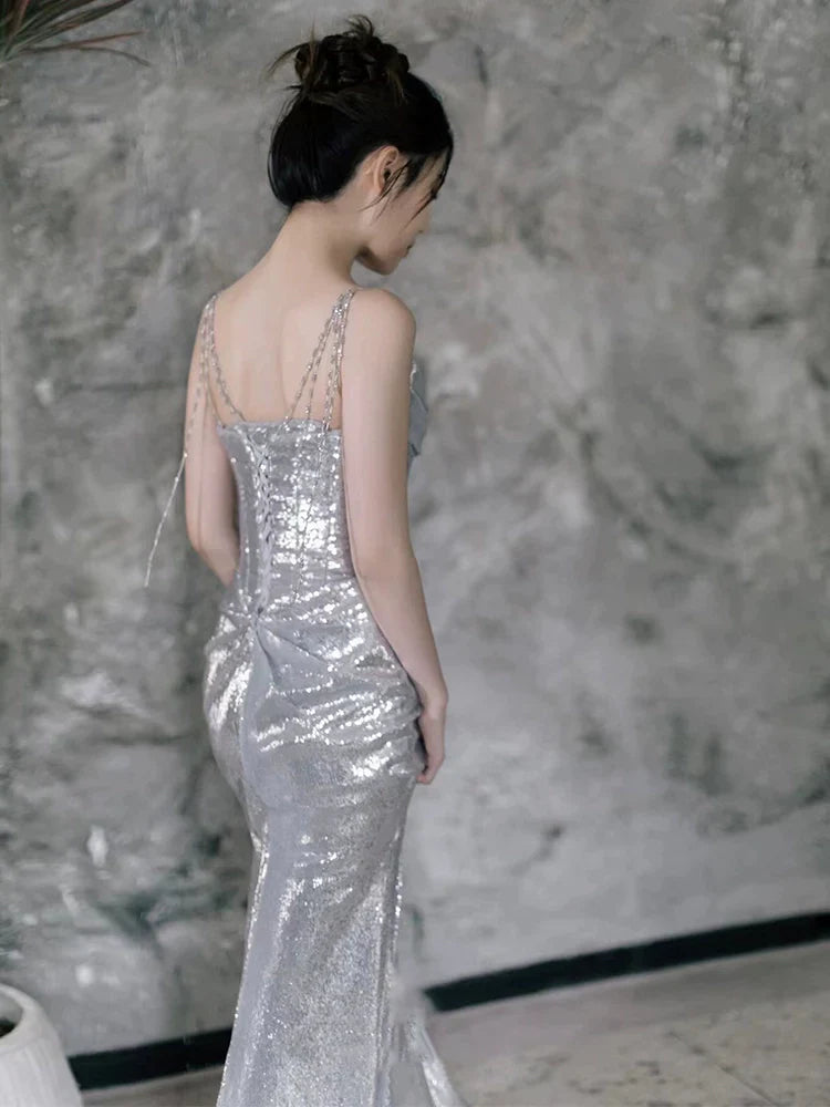 Sequin Mermaid Long Prom Dress Sexy Evening Dresses
