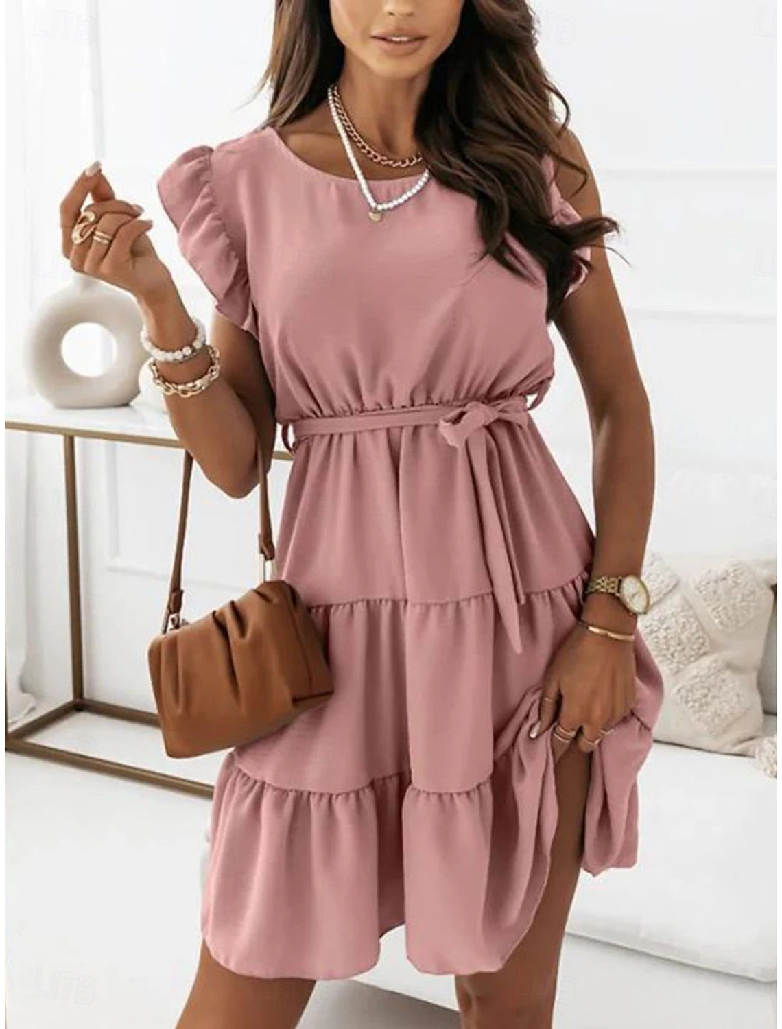 Women's Mini Dress A Line Dress Party Birthday Party Birthday Regular Fit Graphic Short Sleeve Crew Neck Pink Red Sky Blue Purple Summer Spring