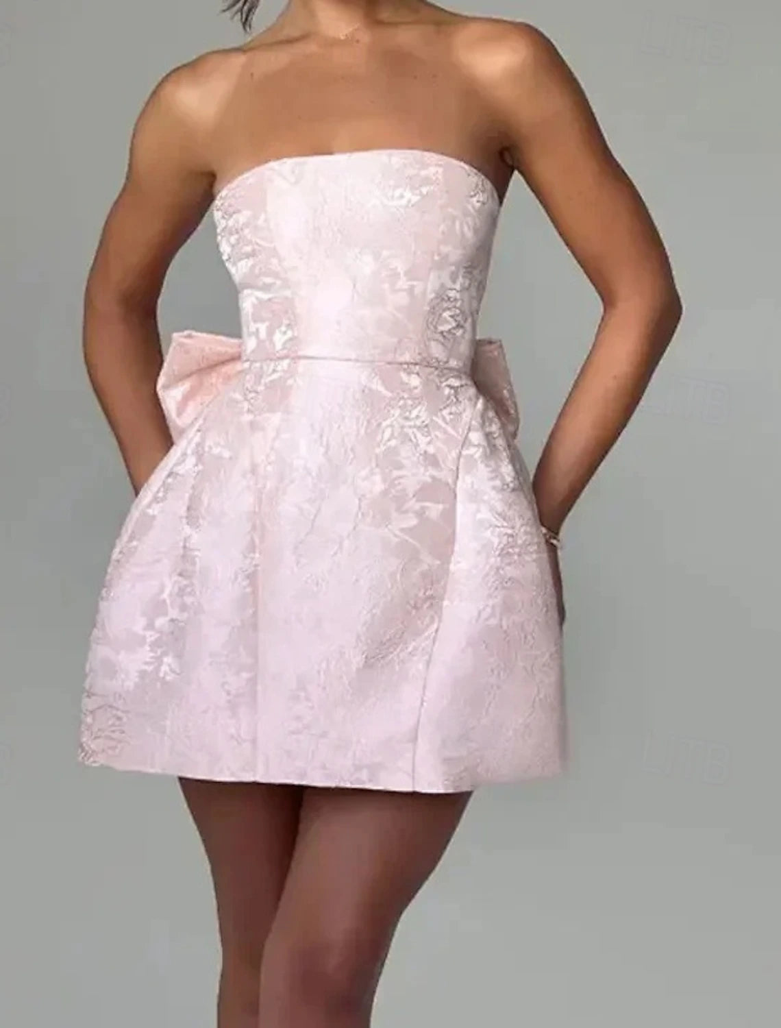 Women's Mini Dress White Dress Graduation Dress Party Dress Fashion Birthday Graduation Cocktail Party Regular Fit Plain Sleeveless Strapless Light Pink White Summer