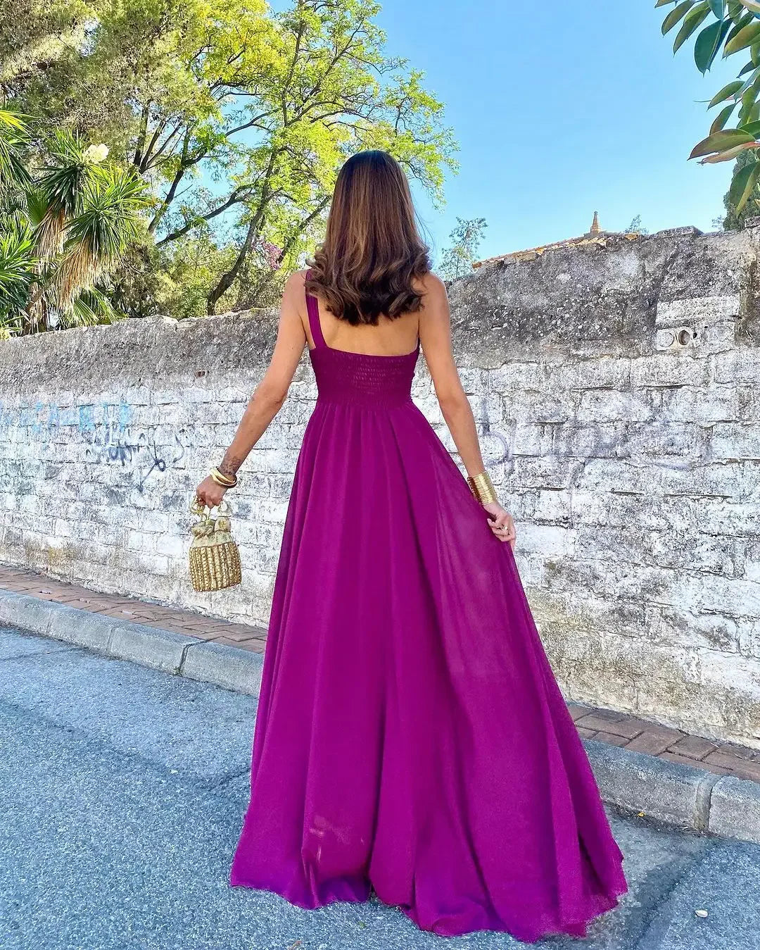 Sexy One Shoulder Evening Gowns Women's Sleeveless Pleated Party Prom Dress Floor-Length Side Slit Special Occasion GownSexy One Shoulder Evening Gowns Women's Sleeveless Pleated Party Prom Dress Floor-Length Side Slit Special Occasion Gown