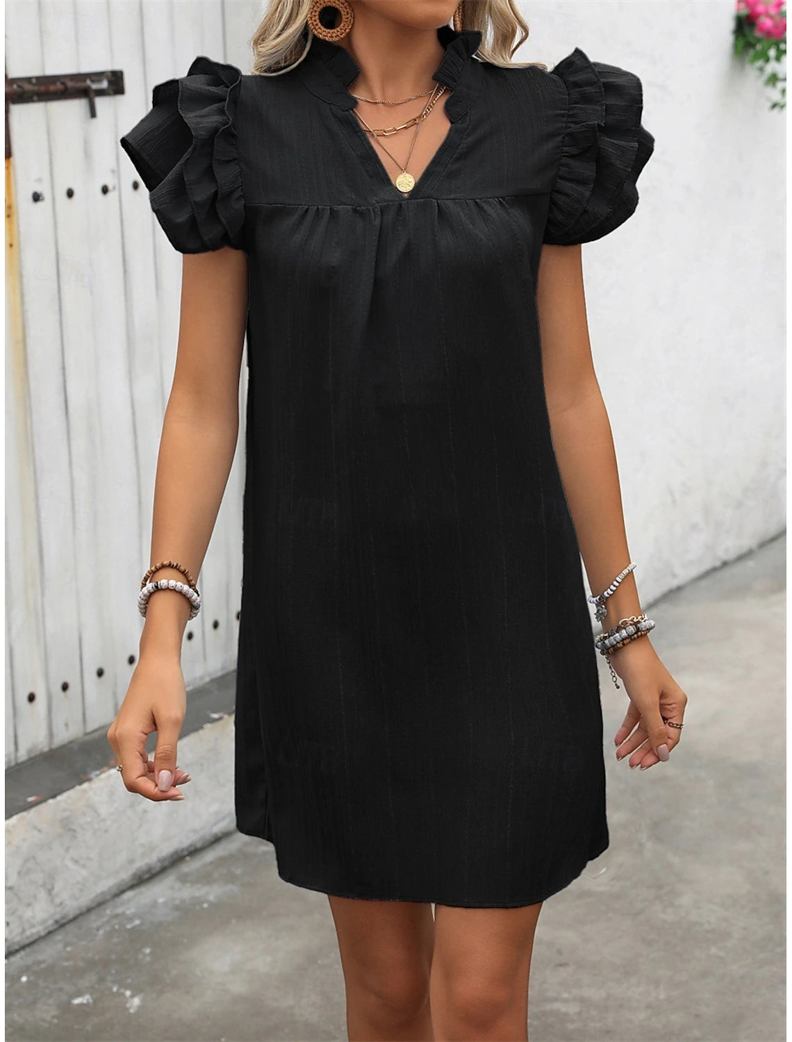 Women's Mini Dress Casual Dress A Line Dress Basic Casual Vacation Party Work Regular Fit Plain Sleeveless V Neck Black Pink Green Summer Spring