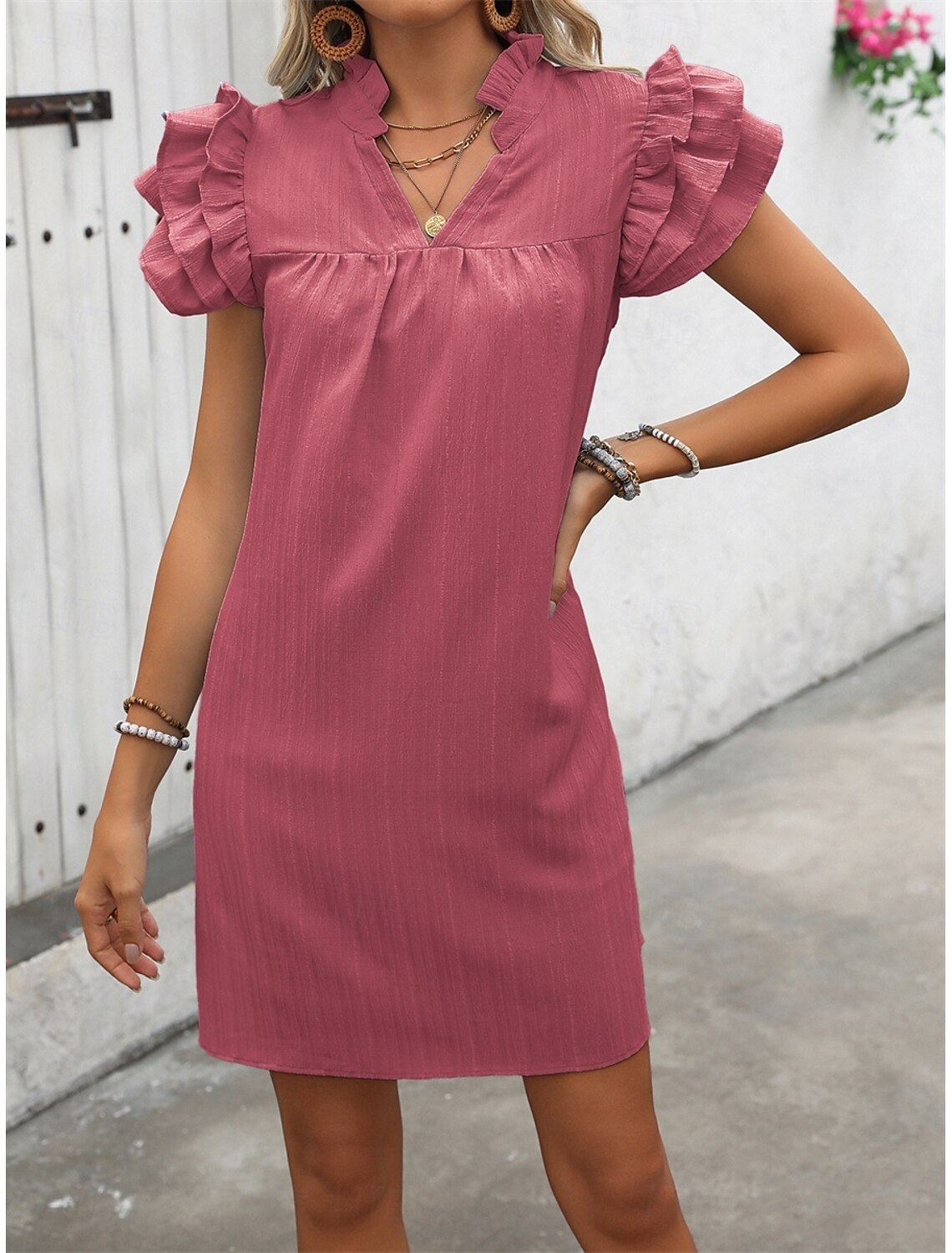 Women's Mini Dress Casual Dress A Line Dress Basic Casual Vacation Party Work Regular Fit Plain Sleeveless V Neck Black Pink Green Summer Spring