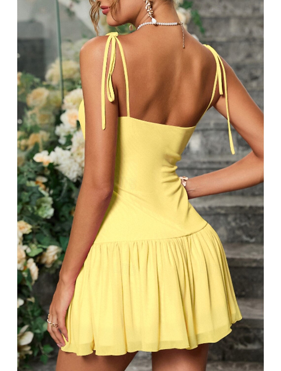 Women's Mini Dress Graduation Dress Homecoming Dress Slip Dress Ruched Dress Fashion Modern Birthday Graduation Date Regular Fit Plain Sleeveless Spaghetti Strap Yellow Summer