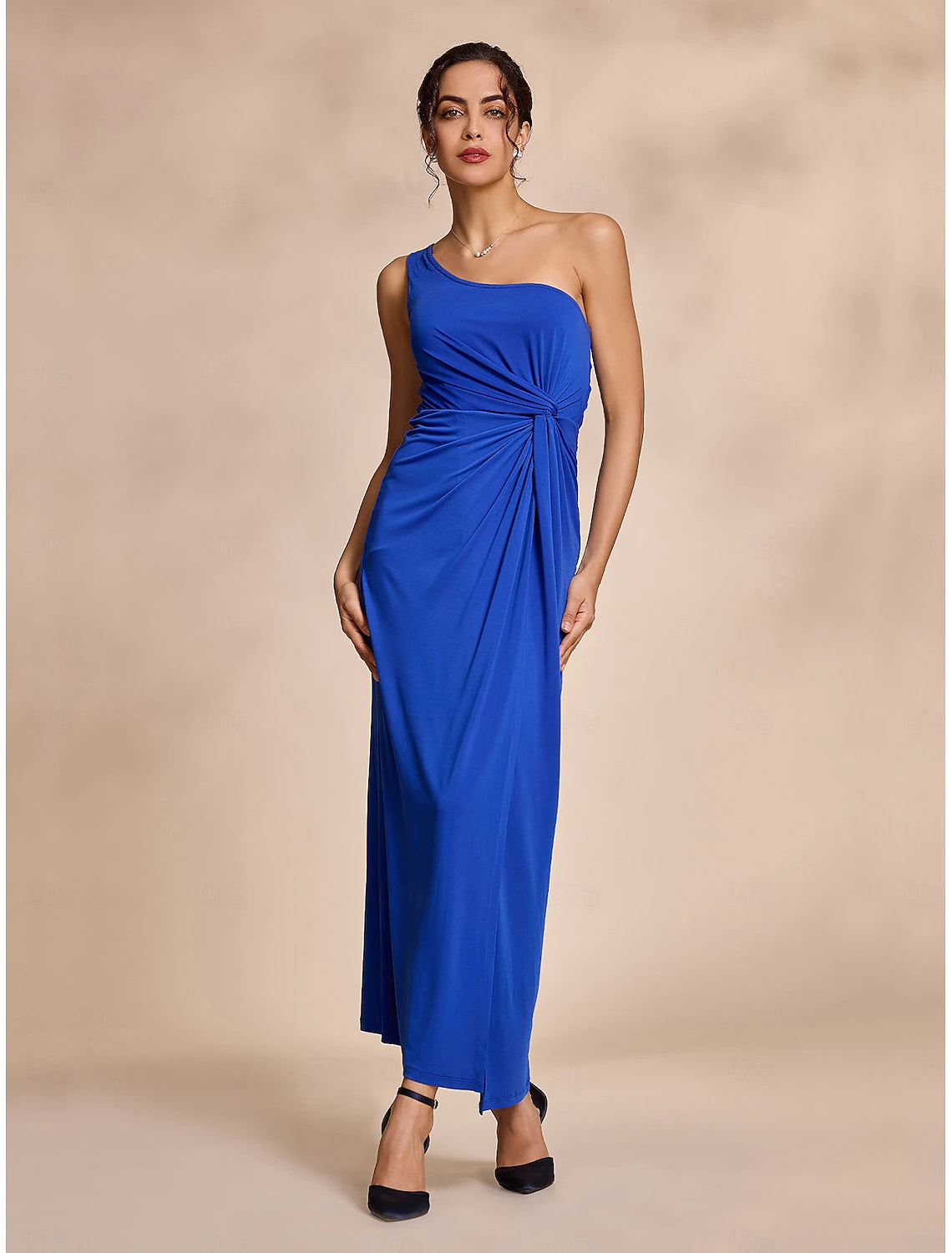 Blue Wedding Party/Wedding Guest Solid Twist Sleeveless Hem Maxi Dress dress to impress
