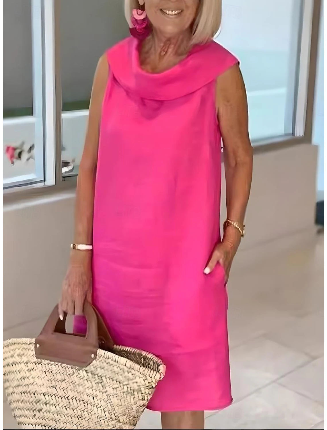 Women's Long Dress Maxi Dress Cotton Linen Dresses Casual Dress Elegant Stylish Basic Vacation Party Work Regular Fit Plain Sleeveless Shirt Collar Black Yellow Pink Blue Summer Spring