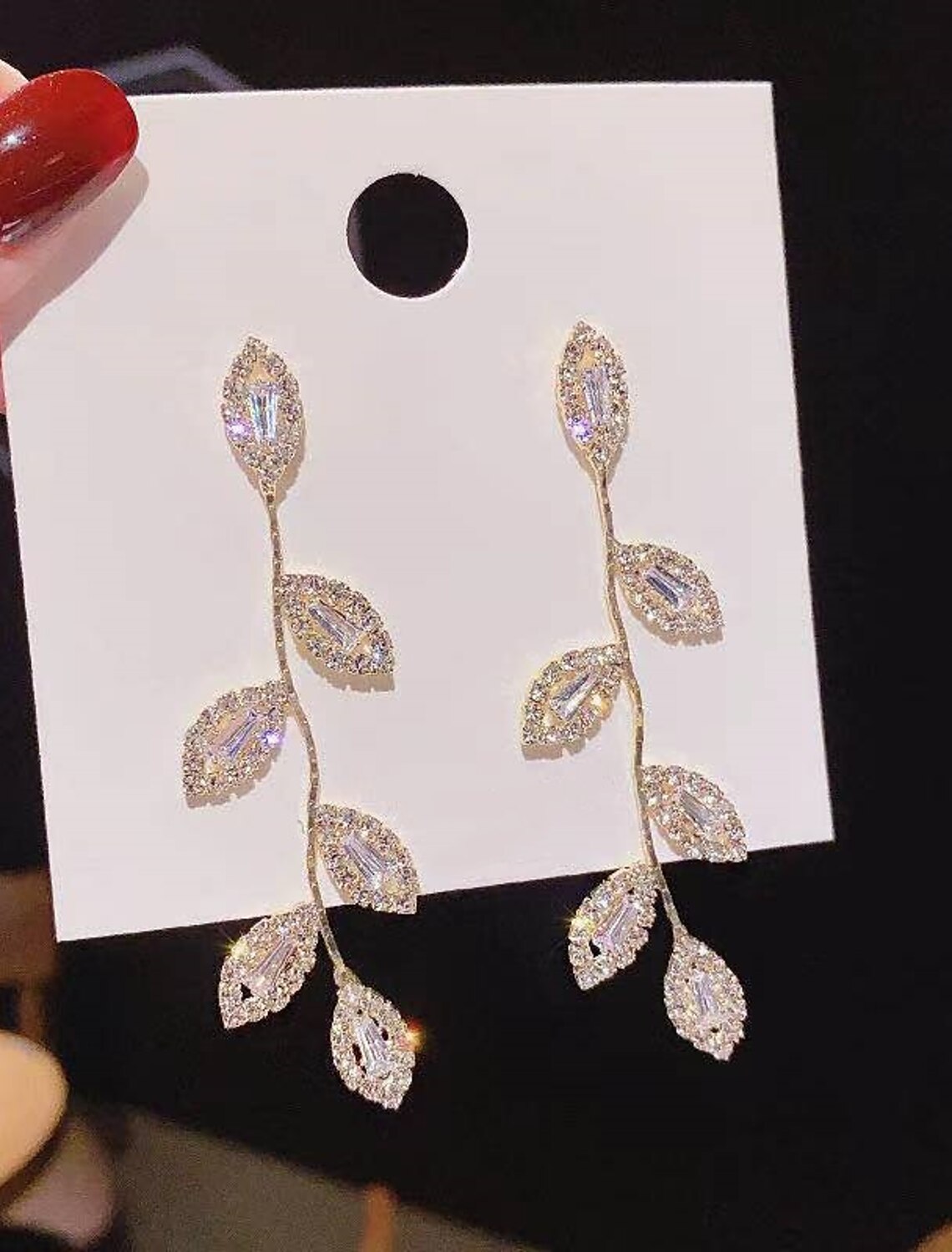 DingJiDress Women's Clear Jewelry Geometrical Leaf Stylish Trendy S925 Sterling Silver Earrings Jewelry Silver / Gold For Wedding Party 1 Pair