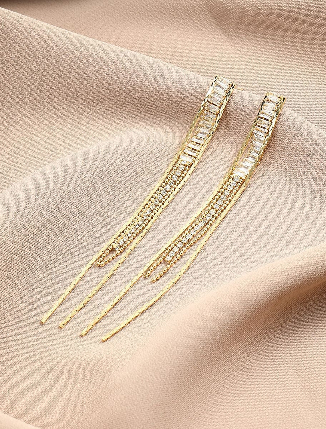 DingJiDress Women's Brown Earrings Fine Jewelry Fringe Precious Stylish Trendy Earrings Jewelry Gold For Party Gift 1 Pair