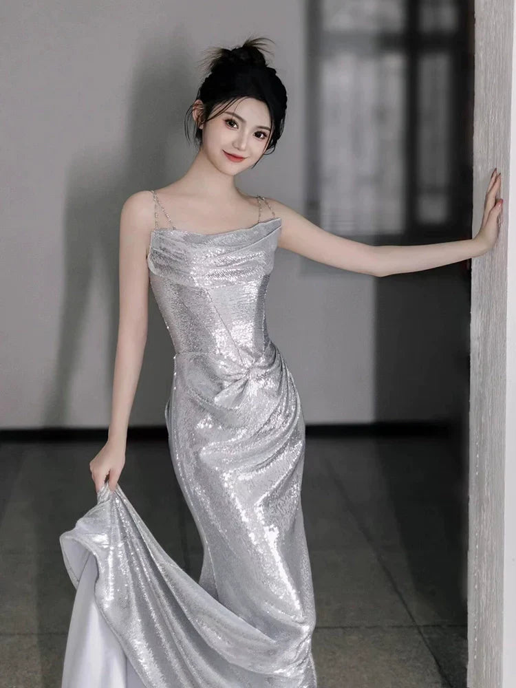Sequin Mermaid Long Prom Dress Sexy Evening Dresses