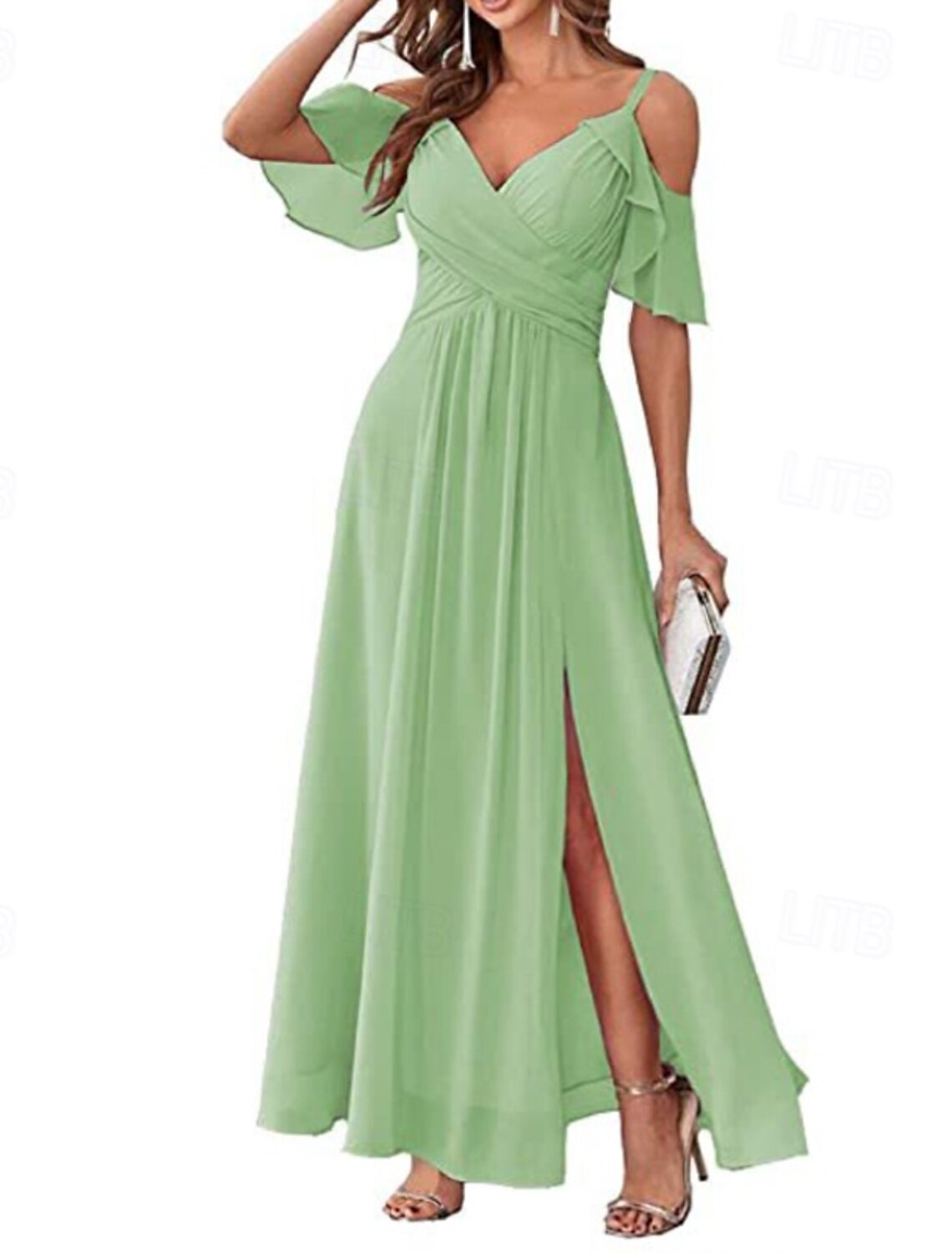 Women's Long Dress Maxi Dress Prom Dress Party Dress Cocktail Dress Fashion Party Special Occasion Date Regular Fit Plain Short Sleeve V Neck Yellow Light Green Blue Green Summer