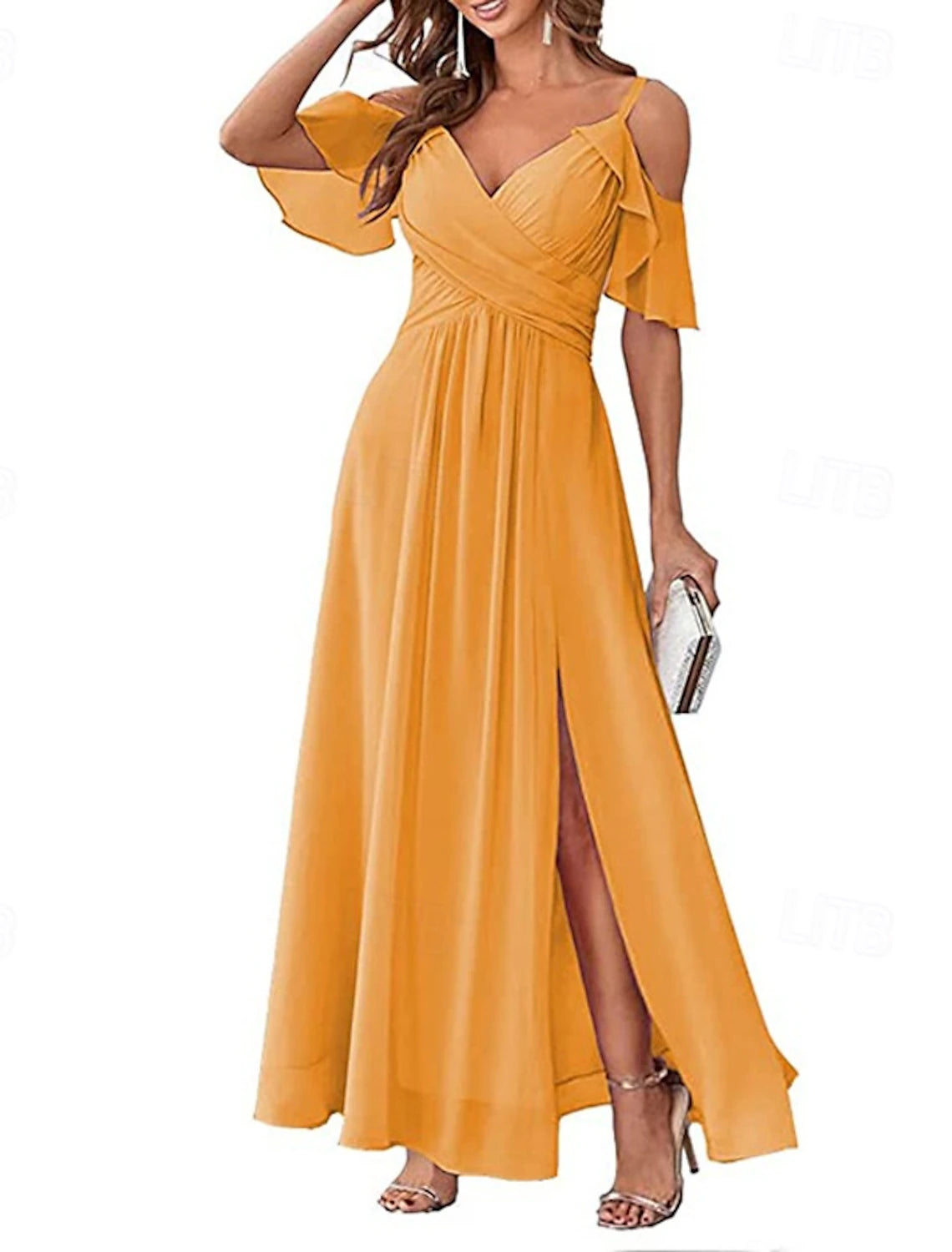 Women's Long Dress Maxi Dress Prom Dress Party Dress Cocktail Dress Fashion Party Special Occasion Date Regular Fit Plain Short Sleeve V Neck Yellow Light Green Blue Green Summer