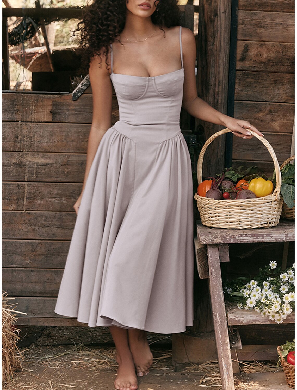 Women's Party Dress Cocktail Dress Wedding Guest Dress Ruched Pocket Spaghetti Strap Sleeveless Midi Dress Wedding Guest Cocktail Party Elegant Black Yellow Summer Spring