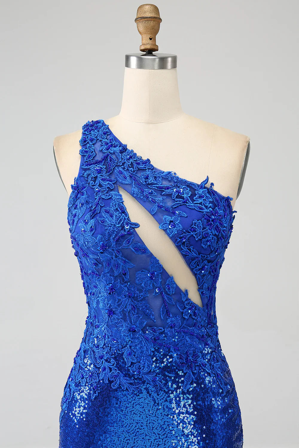 DingJiDress One Shoulder Royal Blue Mermaid Prom Dress with Slit