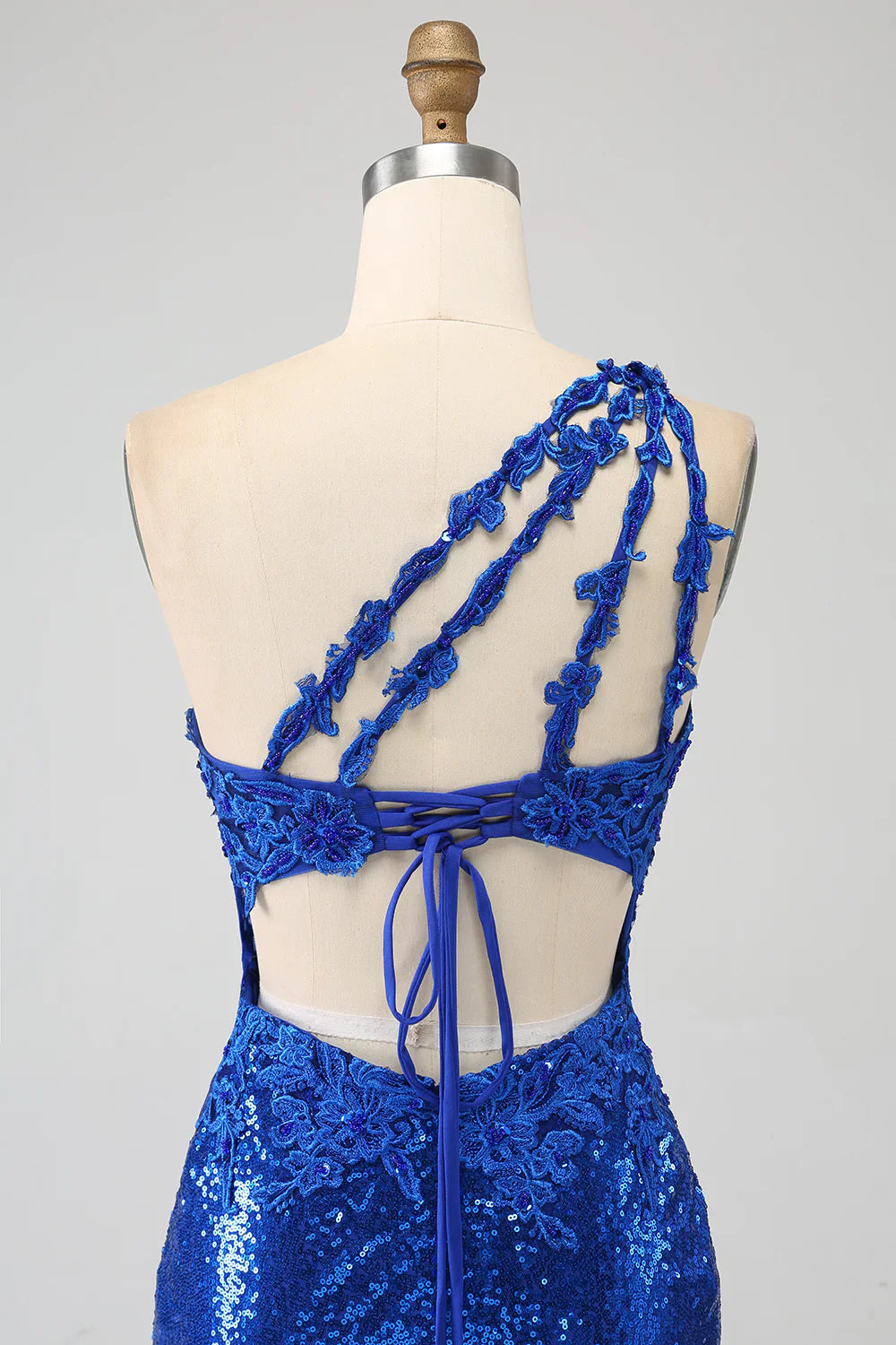 DingJiDress One Shoulder Royal Blue Mermaid Prom Dress with Slit