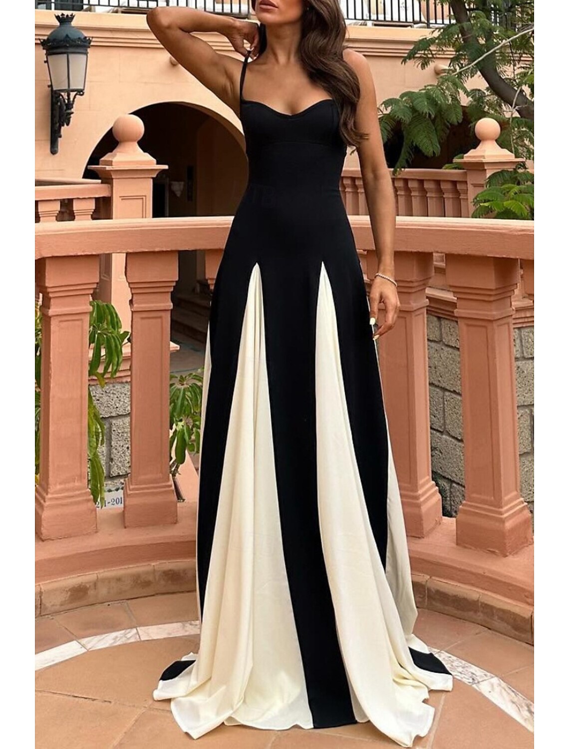 Women's Long Dress Maxi Dress Cocktail Dress Slip Dress Elegant Fashion Tea Party Going out Weekend Regular Fit Color Block Sleeveless Spaghetti Strap Black Summer