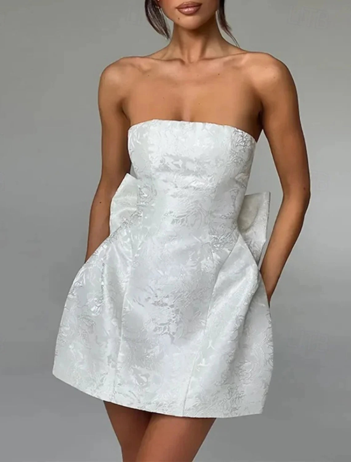 Women's Mini Dress White Dress Graduation Dress Party Dress Fashion Birthday Graduation Cocktail Party Regular Fit Plain Sleeveless Strapless Light Pink White Summer