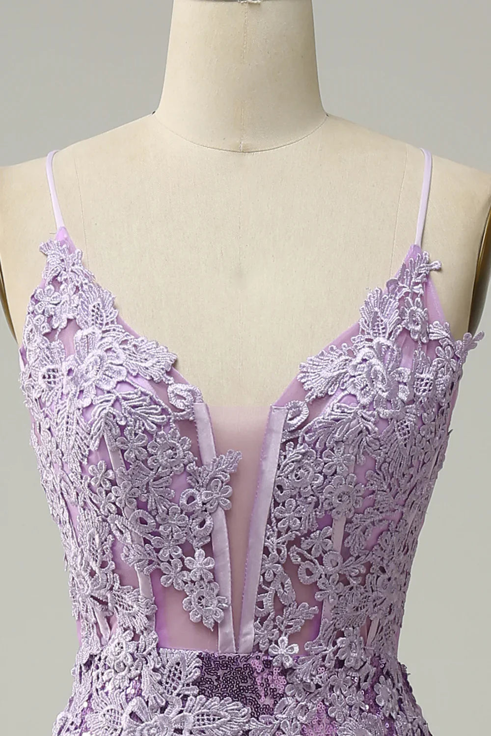DingJiDress Mermaid Spaghetti Straps Purple Long Prom Dress with Appliques