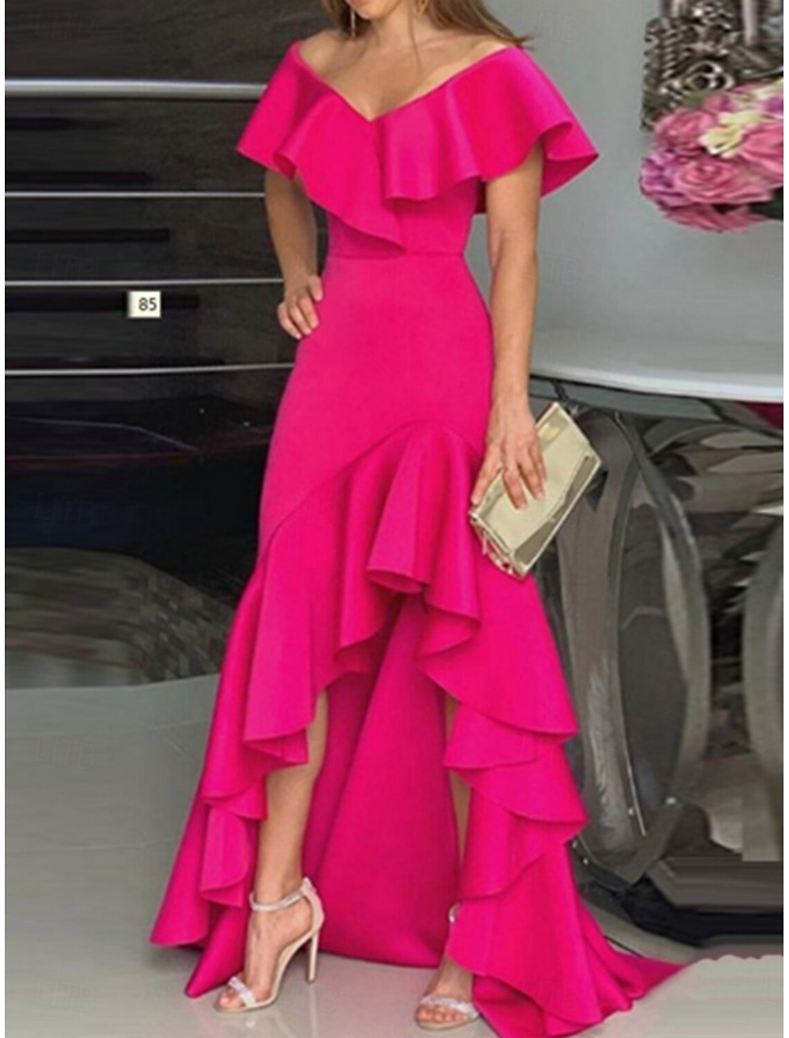 Kentucky Derby Women's Maxi Dress A Line Dress Summer Dress Puff Sleeve Dress Elegant Semi Formal Wedding Guest Engagement Cocktail Party Regular Fit Graphic Sleeveless V Neck Black Wine Blue Fuchsia