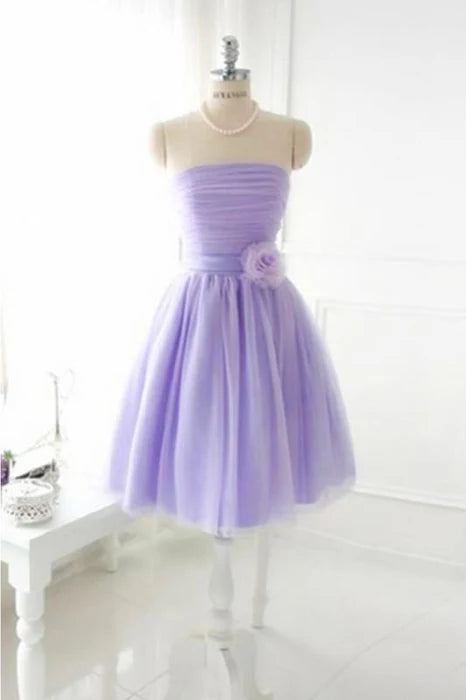 Elegant Strapless Tulle Prom Homecoming Dresses